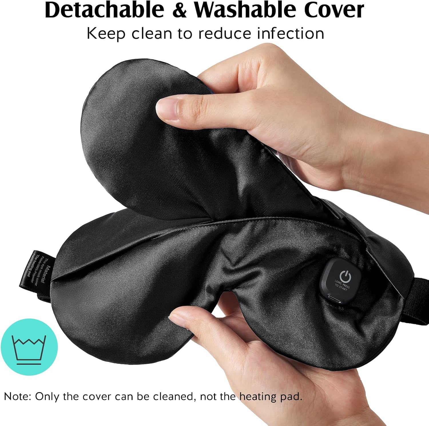 YFONG Cordless Heated Eye Mask for Dry Eyes, Warm Eye Compress for Stye, Blepharitis, Chalazion, MGD, Washable Heating Eye Mask for Sleeping, Travel, Office Nap, Perfect Light Blocking (Black) - Image 5