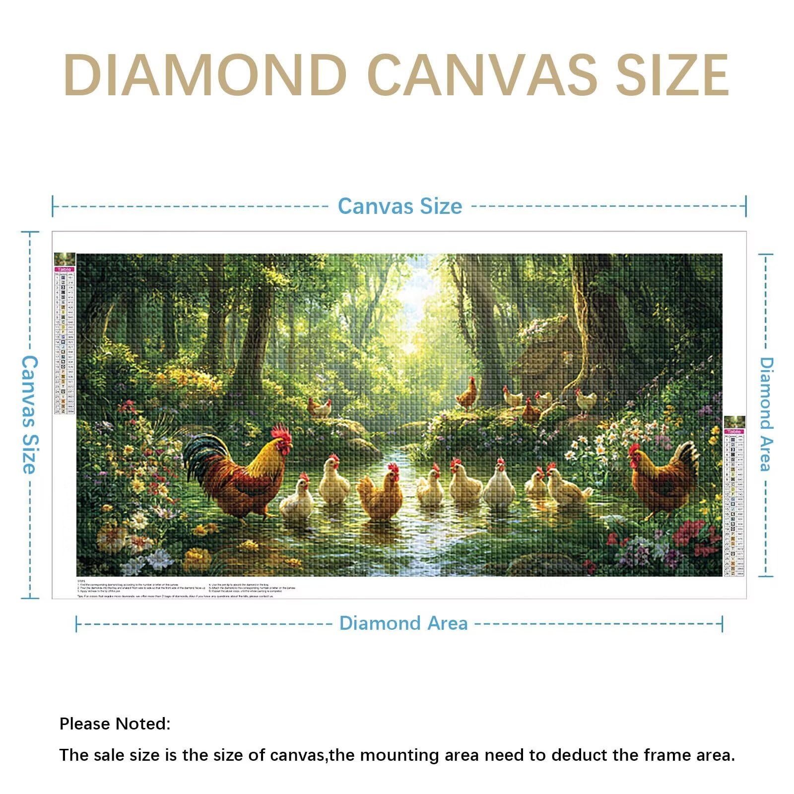 Diamond Painting Grande 200x100cm Pollo Diamond Painting Adultos, DIY Animal Pintura de Diamante Manualidades Adultos, 5D Cuadrado Rhinestone Bordado Punto de Cruz para Home Decoration Regalo 0J-217