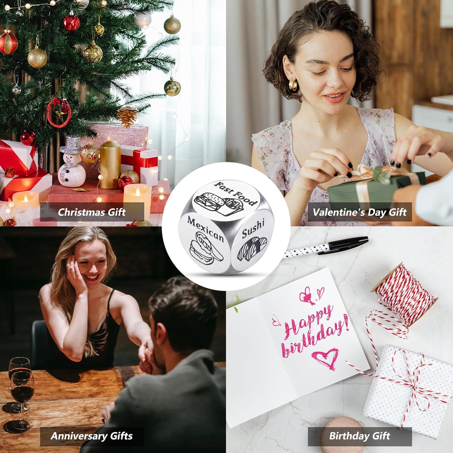 Food Decision Dice Valentines Day Gifts for Her Him Whats for Dinner Dice What to Eat Birthday Gifts for Boyfriend Girlfriend Couple 1st 11th Anniversary Valentine Steel Gift for Couples Wife Husband