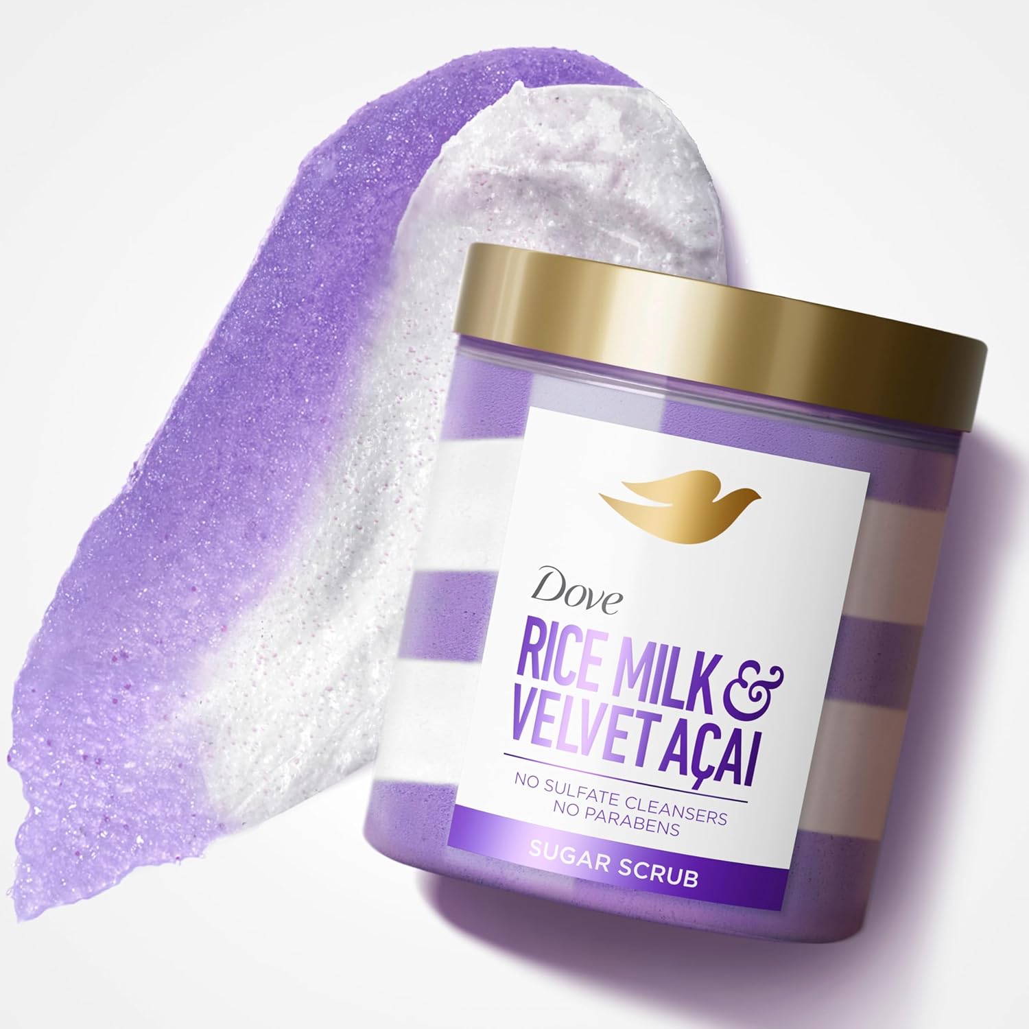 Dove Body Scrub Velvet Acai & Rice Milk For Women For Exfoliated & Hydrated skin 15 OZ - Image 3