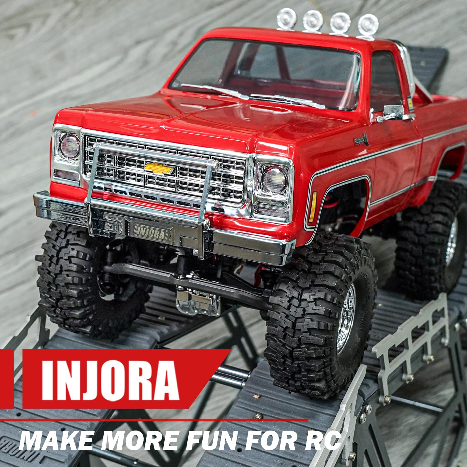 INJORA Pare-Chocs RC - Pare-Chocs Aluminium CNC pour TRX4M High Trail K10 Upgrade 1/18 RC Crawler,Avant Arrière