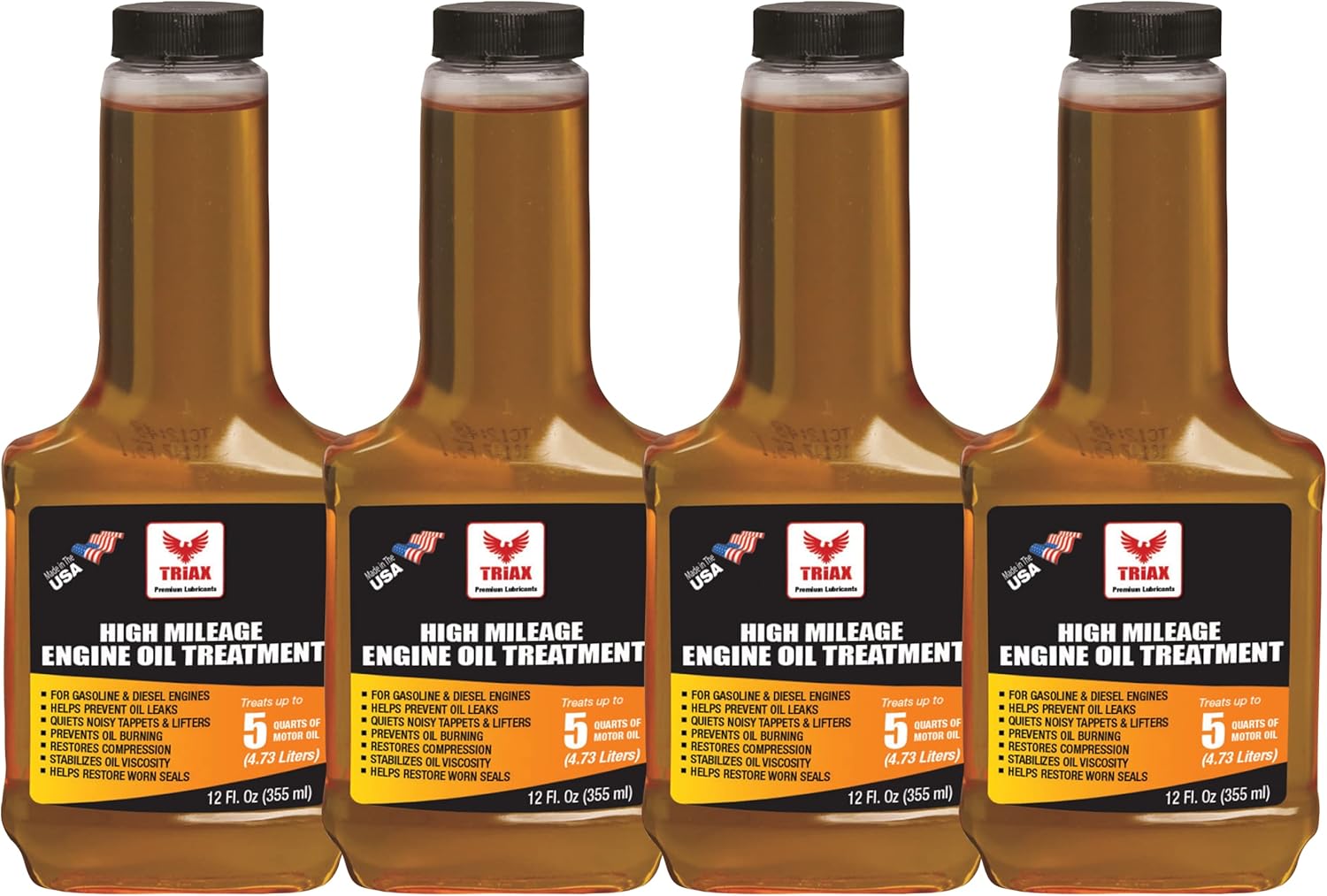 TRIAX High Mileage Oil Treatment, Seal Revitalizers, Corrosion Inhibitors, Viscosity Stabilizers, Anti-wear, 12 Oz (1 Bottle) : Automotive
