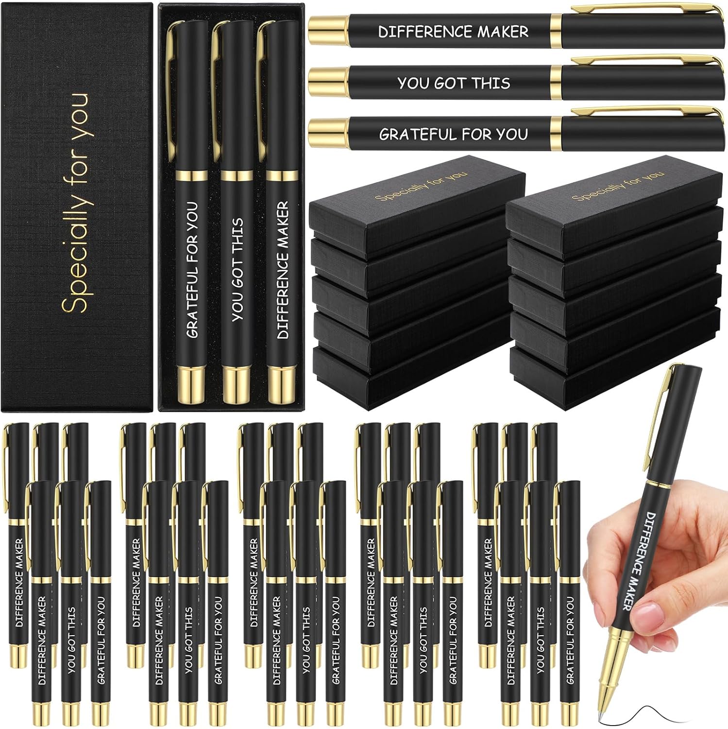 Tenceur 10 Set 50 Pcs Thank You Gifts Pens Employee Appreciation Gifts with Boxes and Cards Bulk Appreciation Party Favors for Coworker Staff Teacher Nurse Team Member Office Supplies & Gift