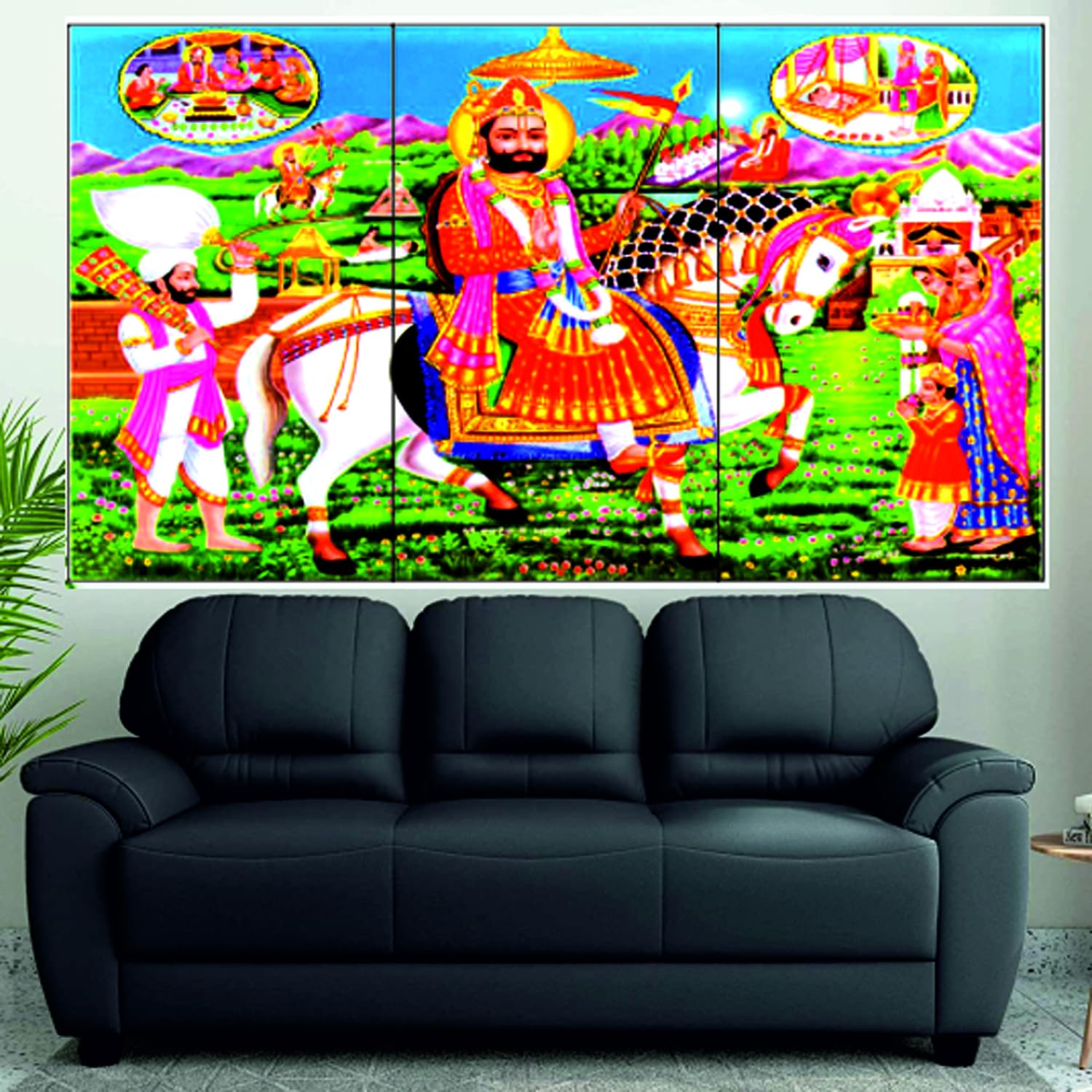 Chitranjali Multiple Frame Shri Ramdev Baba Wall Painting Beautiful MDF Wall Art for Living Room, Bedroom, Office, Hotels, Drawing Room (12 x 18 Inch)