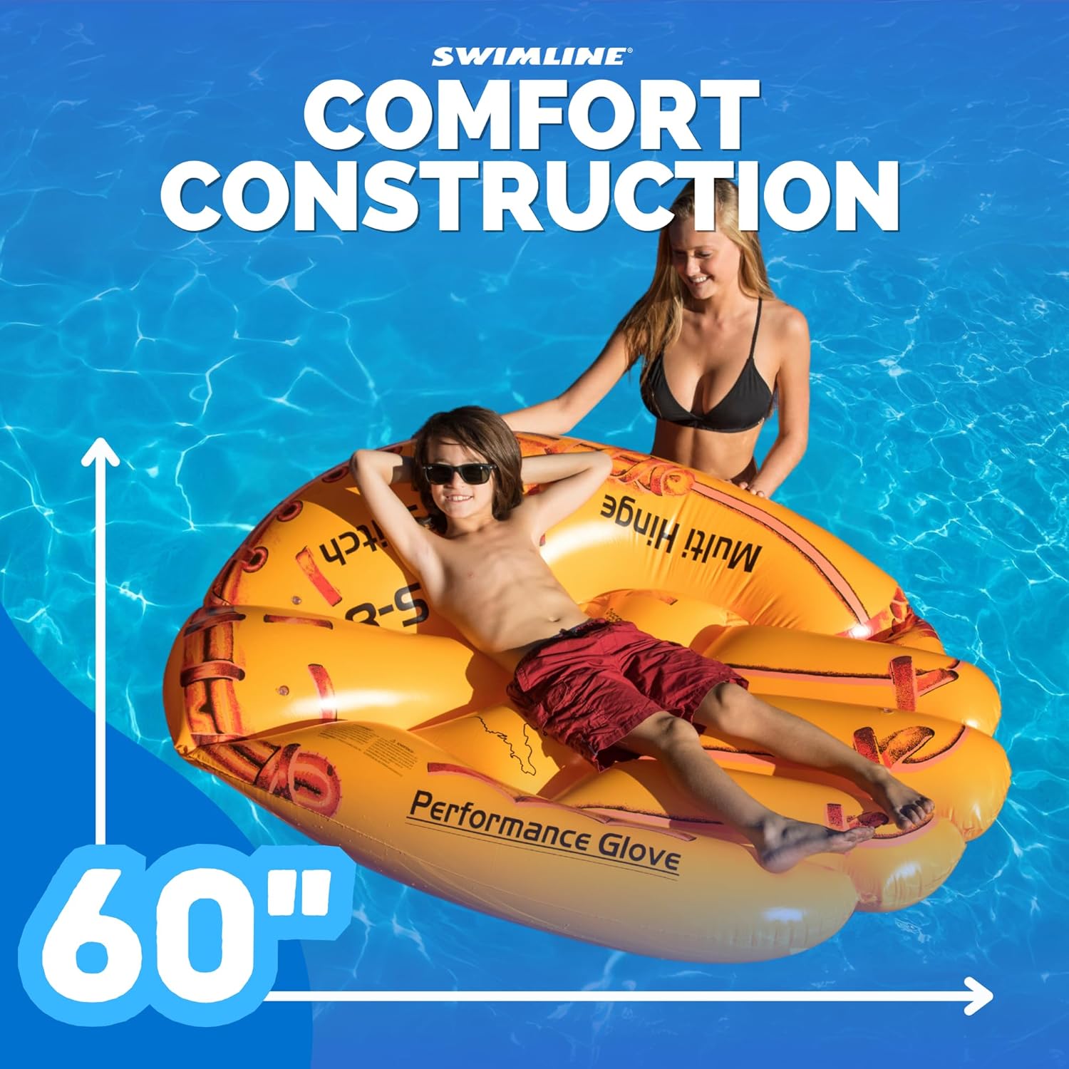 Swimline Giant Inflatable Baseball Glove Pool Float , Brown, 62"/50"/16"