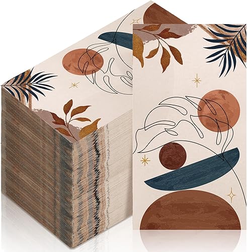 Paquete de 100 servilletas florales desechables de papel de 2 capas decorativas para cena, servilletas de cóctel de flores para baño, inodoro,