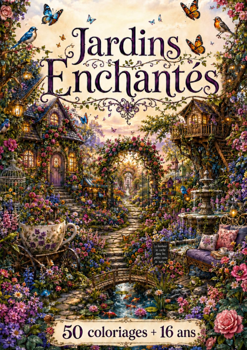 Jardins Enchantés: 50 Illustrations Enchantées à Colorier – Jardins Magiques, Nature Féerique et Détails Anti-Stress (Jem colorier + 16 ans)