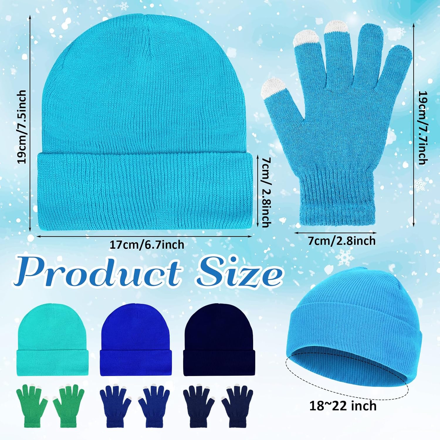 Kenning 56 Pcs Winter Beanies and Gloves Combo Kit Include 28 Pair Winter Gloves 28 Pcs Knitted Beanies Unisex Hats for Adult