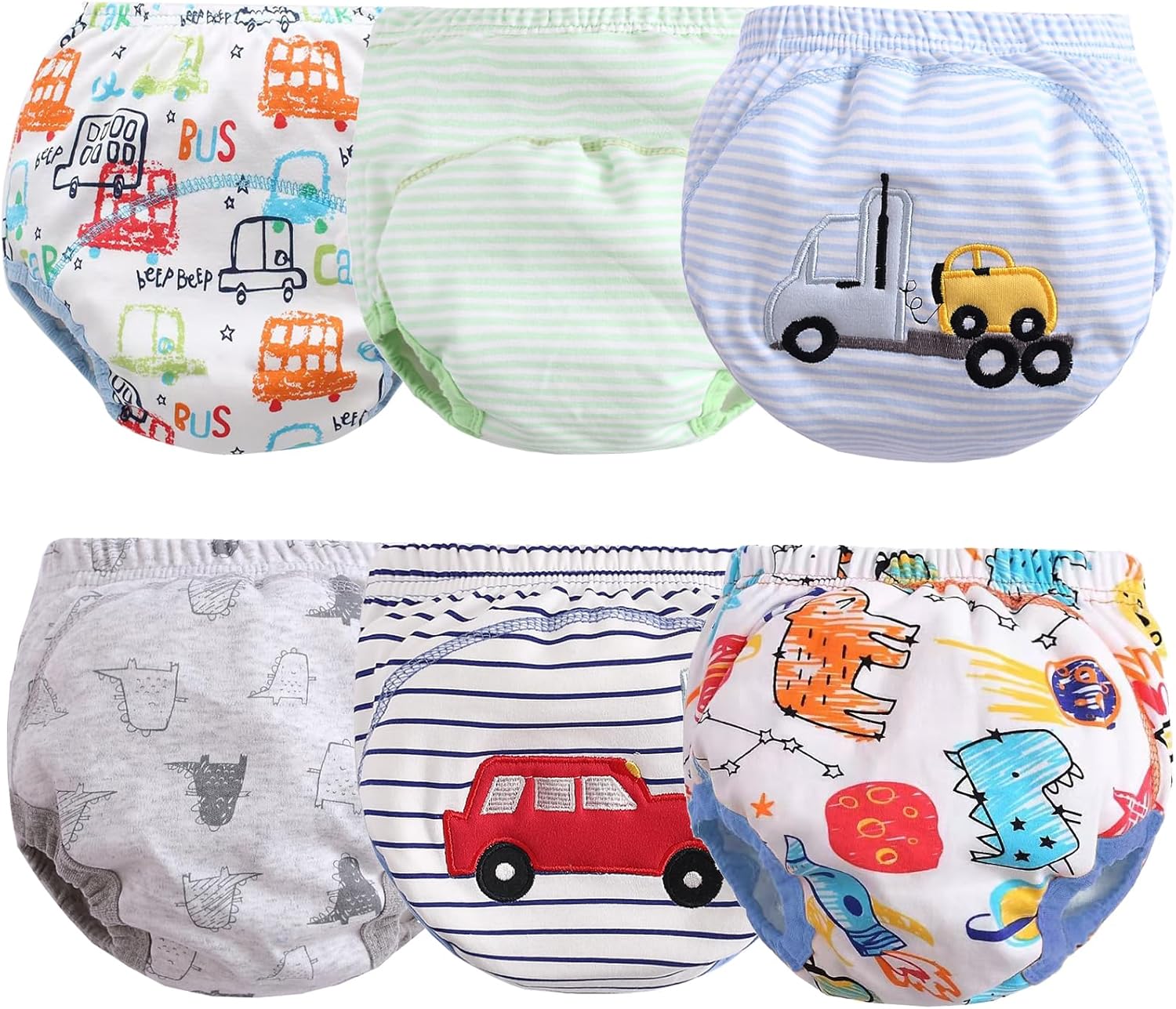 Cotton Reusable Baby Training Pants Unisex Potty Toddler Underpants Kids Waterproof Breathable Underwear 6-Pack