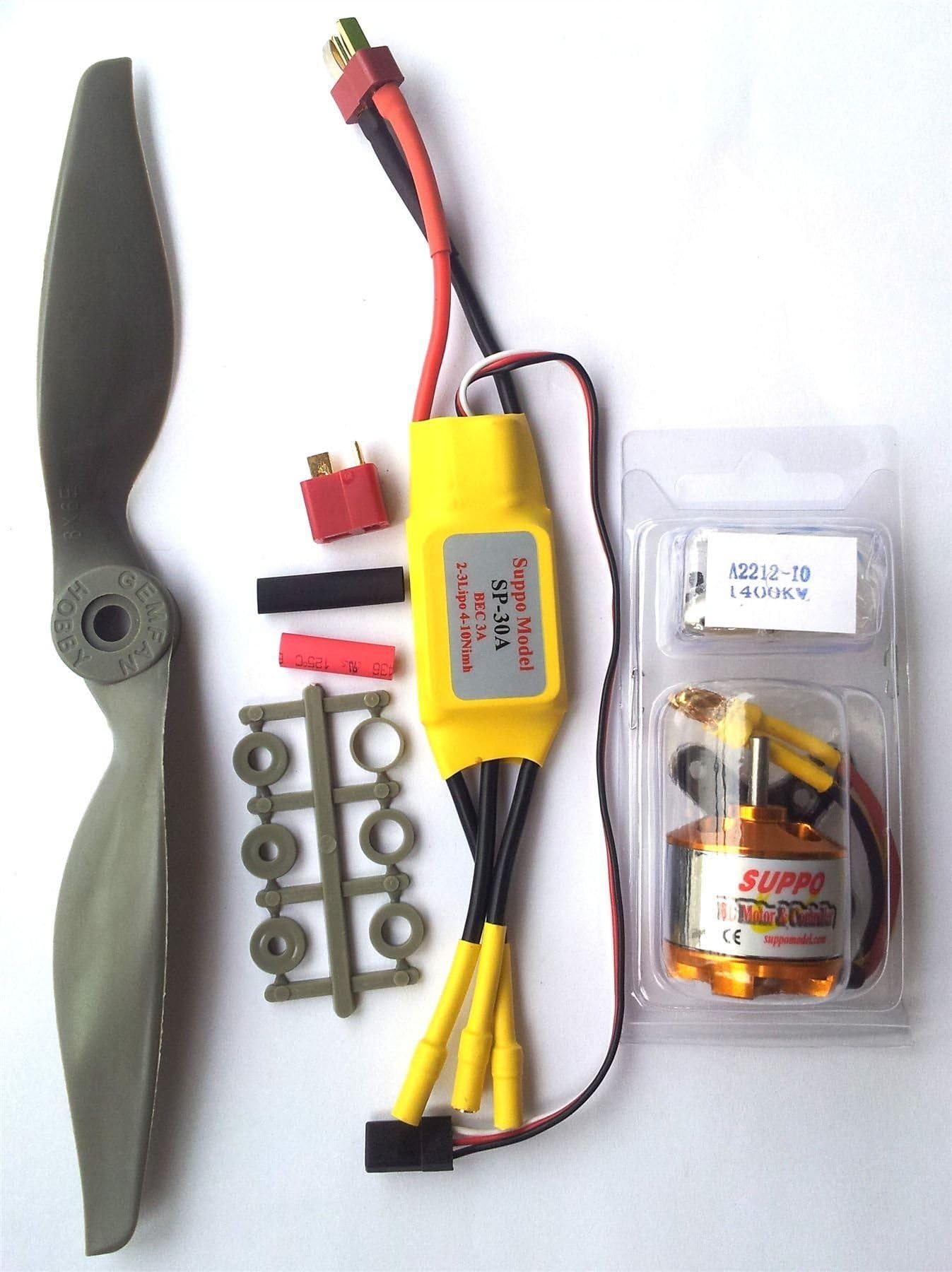 Safari Drives Brushless Motor+ESC+Propeller Power Kit for 300-800g RC Model Airplanes - All Purpose Setup for 2S Lipo Batteries