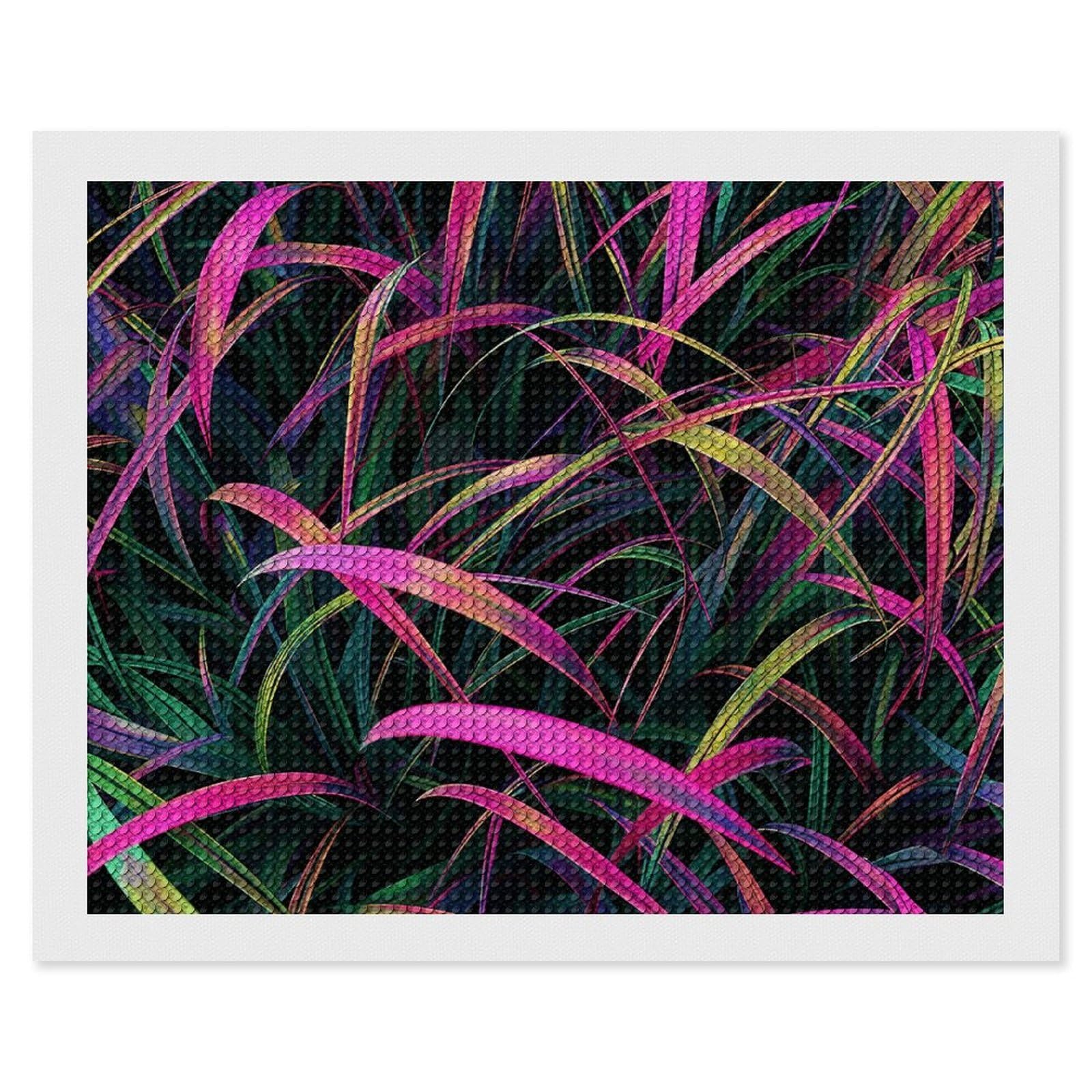 Diamond Painting Kits for Adults - DIY Diamond Art Kits for Beginners - Full 5D Paint Drill Diamond Dots Paintings- Peach And Purple Grass Diamonds Pictures Gem Art And Craft Wall Decor 16"x20"