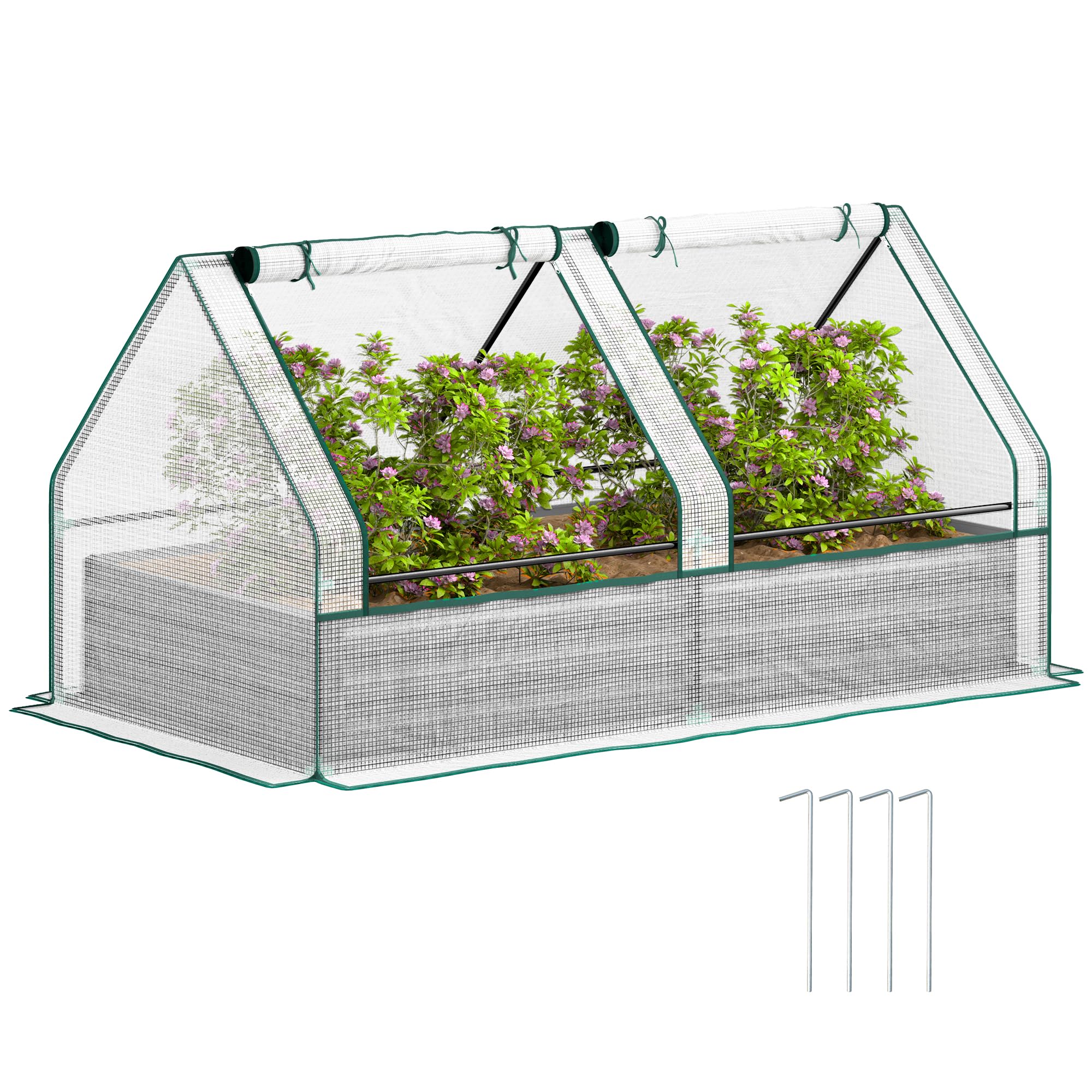 Outsunny Raised Garden Bed Planter Box with Greenhouse White