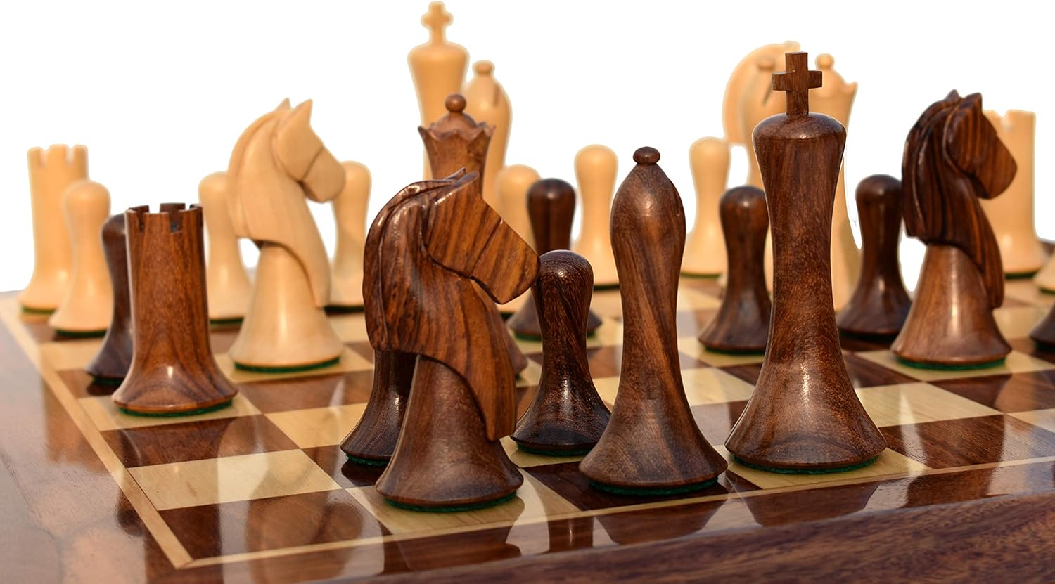 Ulbrich Series 3.75" Boxwood & Sheesham Wood Chess Pieces Set (2 Players, Age 8+) - Luxury Chess Set with 34 Pieces (Includes Two Extra Queens)