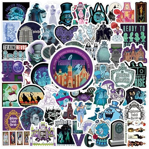 Paquete de 67 calcomanías de mansión embrujada, lindo vinilo de dibujos animados educativos impermeables para botella de agua, laptop, teléfono, disponible en Yaxa El Salvador