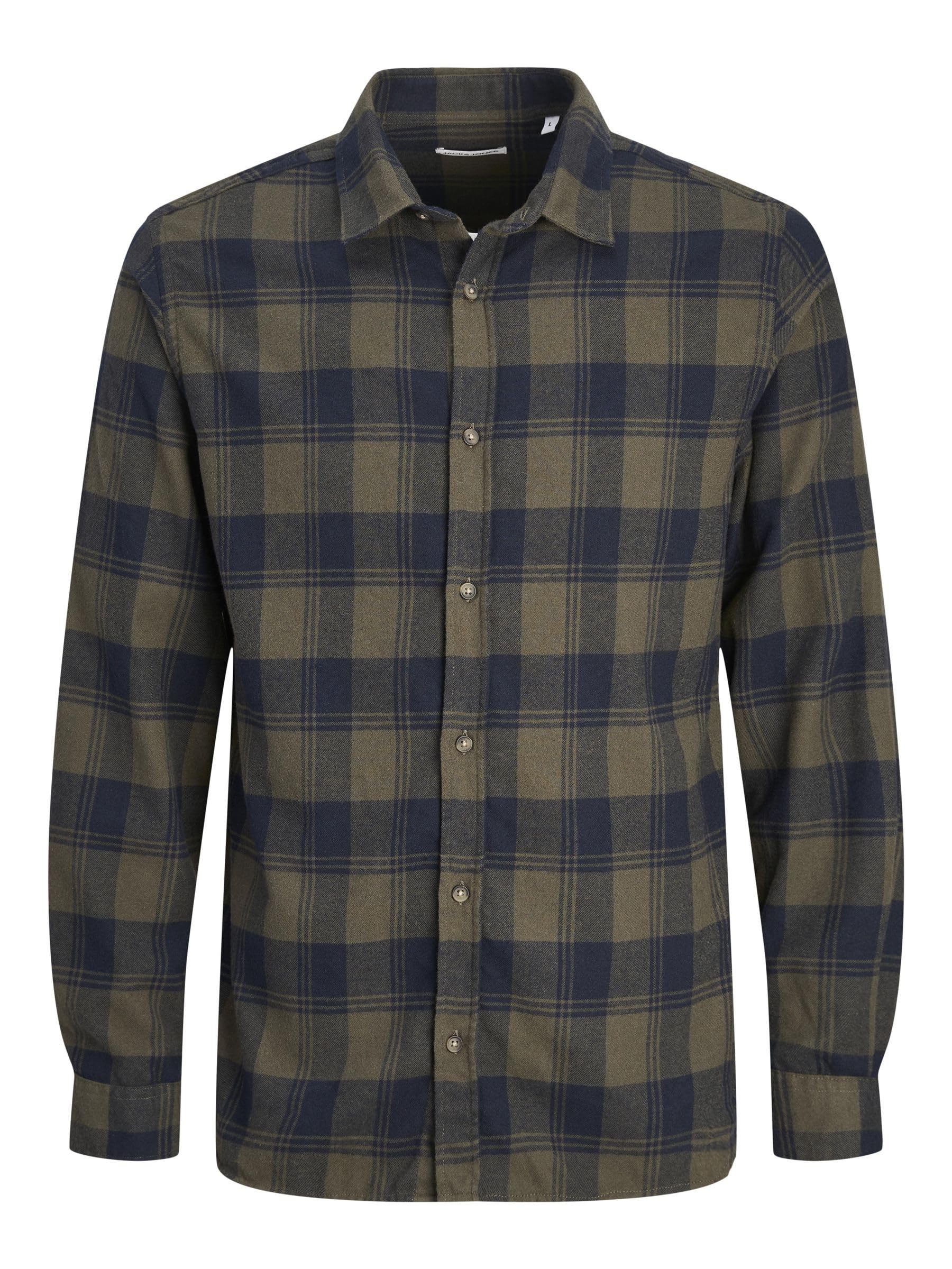JACK & JONES Mens Jjjoshua Fall Buffalo Shirt Ls Casual, Forest Night, S