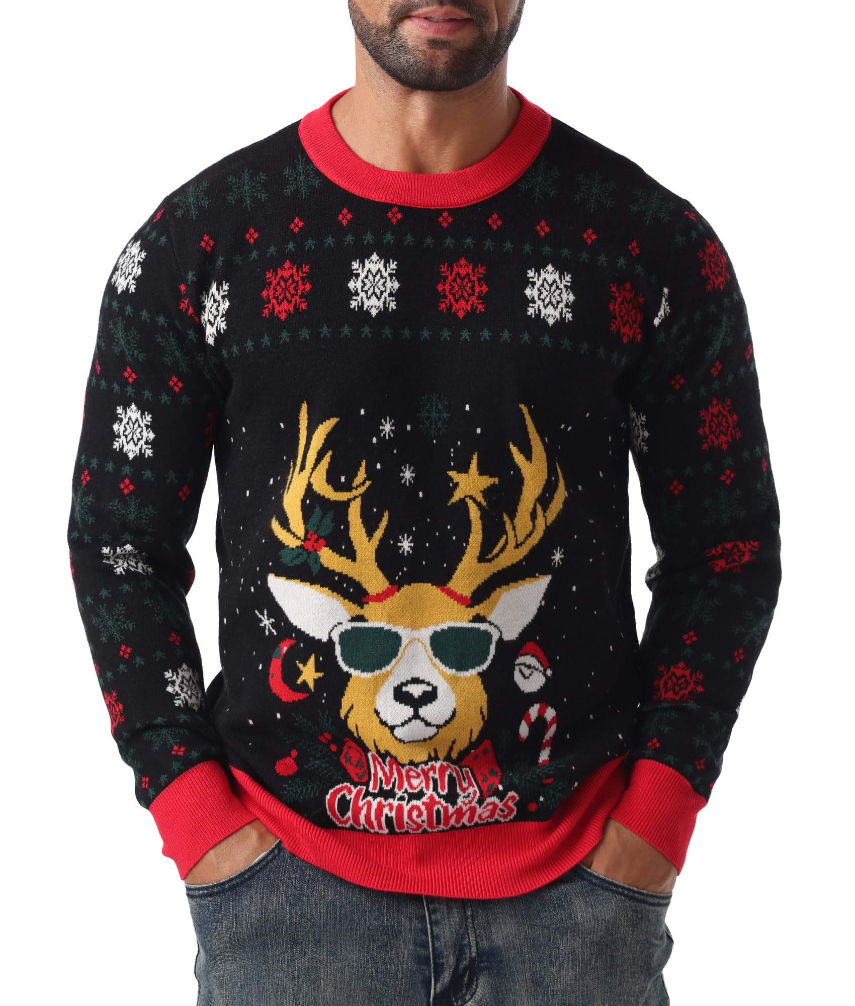 askdeer Men's Ugly Christmas Sweater Soft Casual Xmas Pullover Classic Knitted Crewneck Sweaters with Ribbing Edge-picture-47