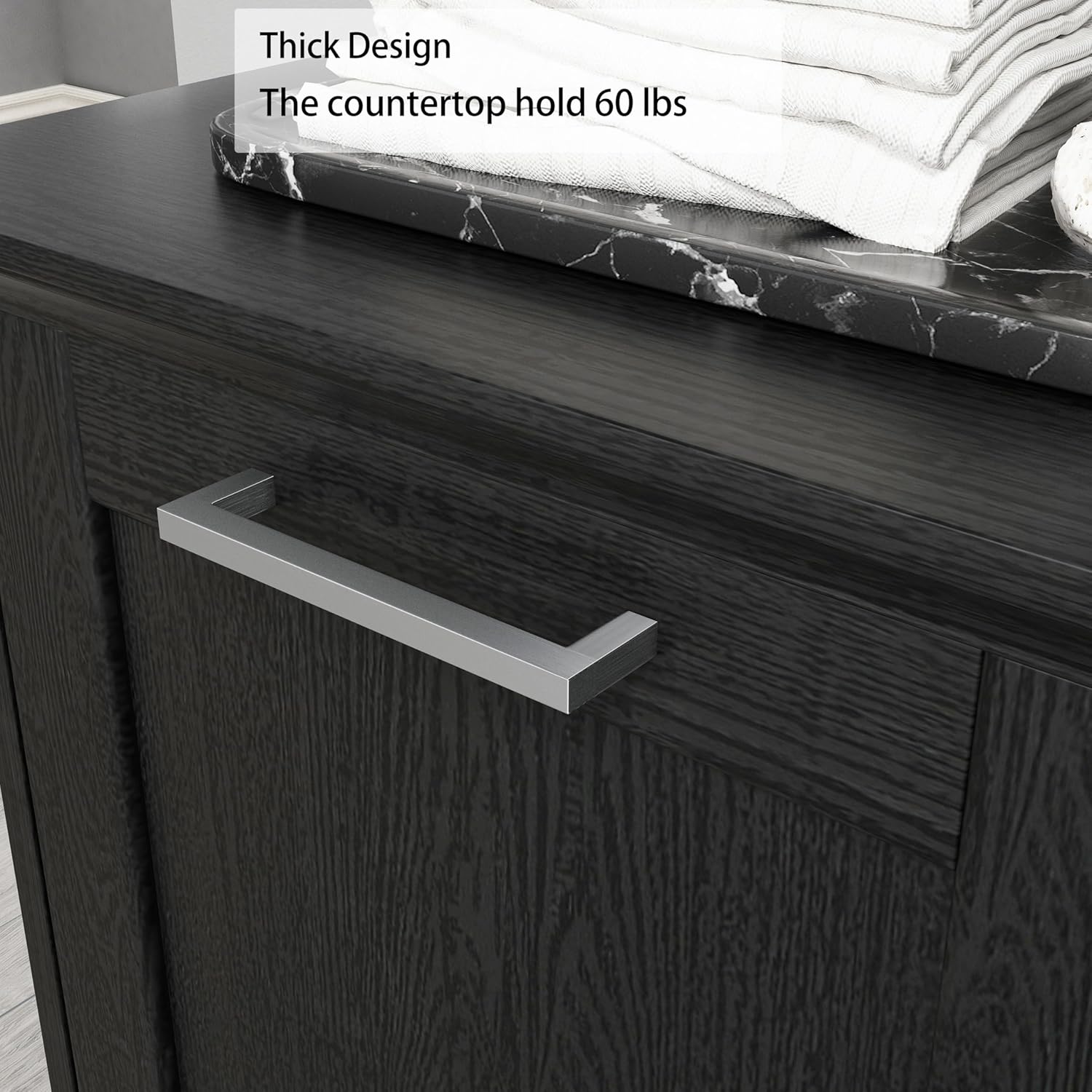 Tilt Out Trash Cabinet Wooden, Single Door 10 Gallons, Black Finish
