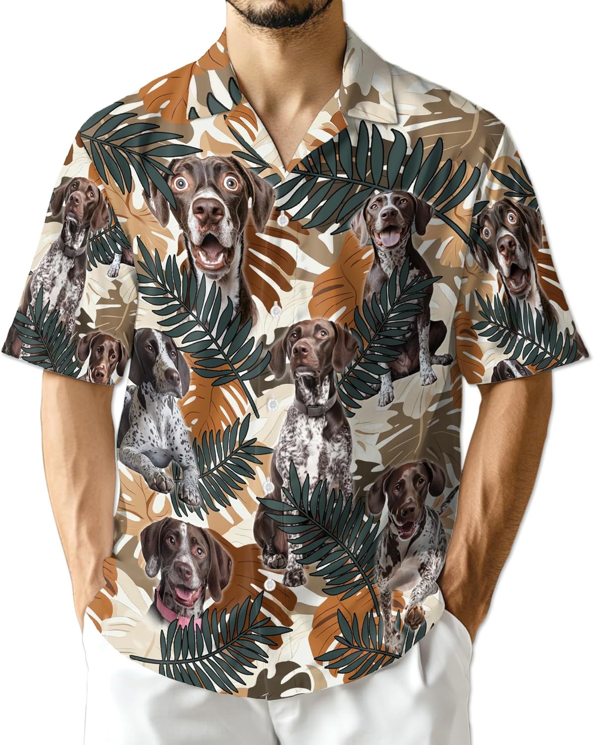 Boxer Dog Pattern Hawaiian Shirt for Men, Button Down Summer Beach Short Sleeve, Dog Lover Gifts, Sizes S-5XL
