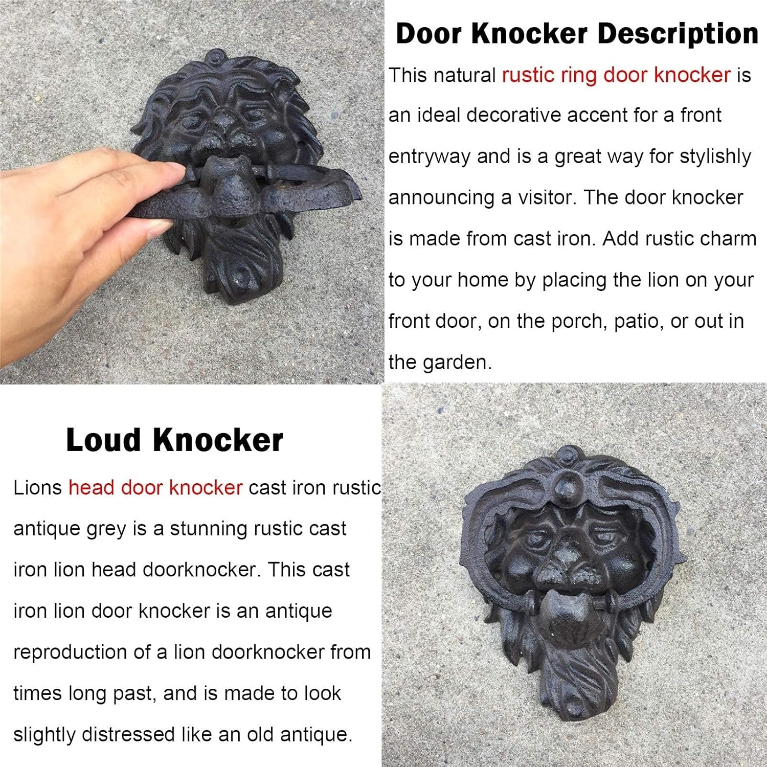 Luxury Wall Decor Restorer Supply Solemn Front Door Knocker Old and Rusty Old Man Finish Vintage Garden Fence Gate Knockers Cottage Pull Ring Knobs for Home Cabinet Decorations for The Home