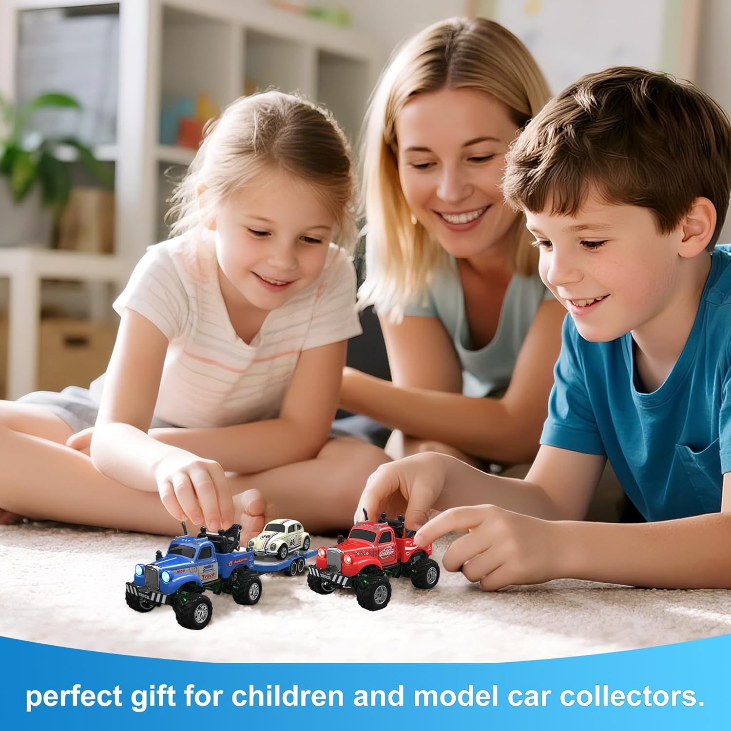 MOONTOY 1:64 Scale Mini Alloy Truck RC Car with LED Lights, 2.4Ghz Remote and App Control Toy Car, 3-Speed Adjustment Pocket Toy Car for Kids 4-8 Years and Adults (Black)
