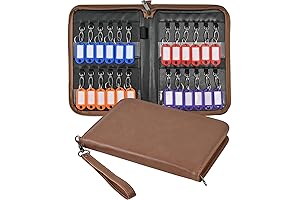 Comprehensive Leather Key Binder: Manage Keys with 24 Hooks and Tags