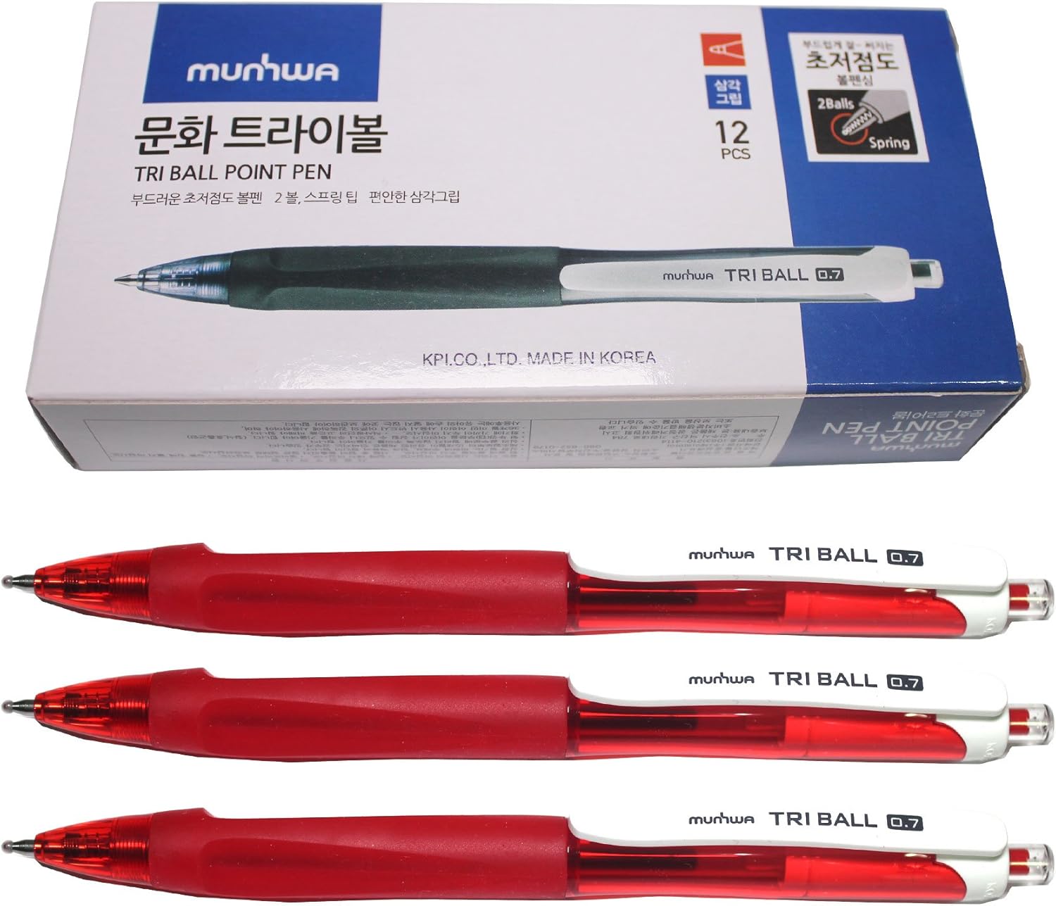 x12 Munhwa Tri Ball Low Viscosity Ball Point Pen 0.7 mm