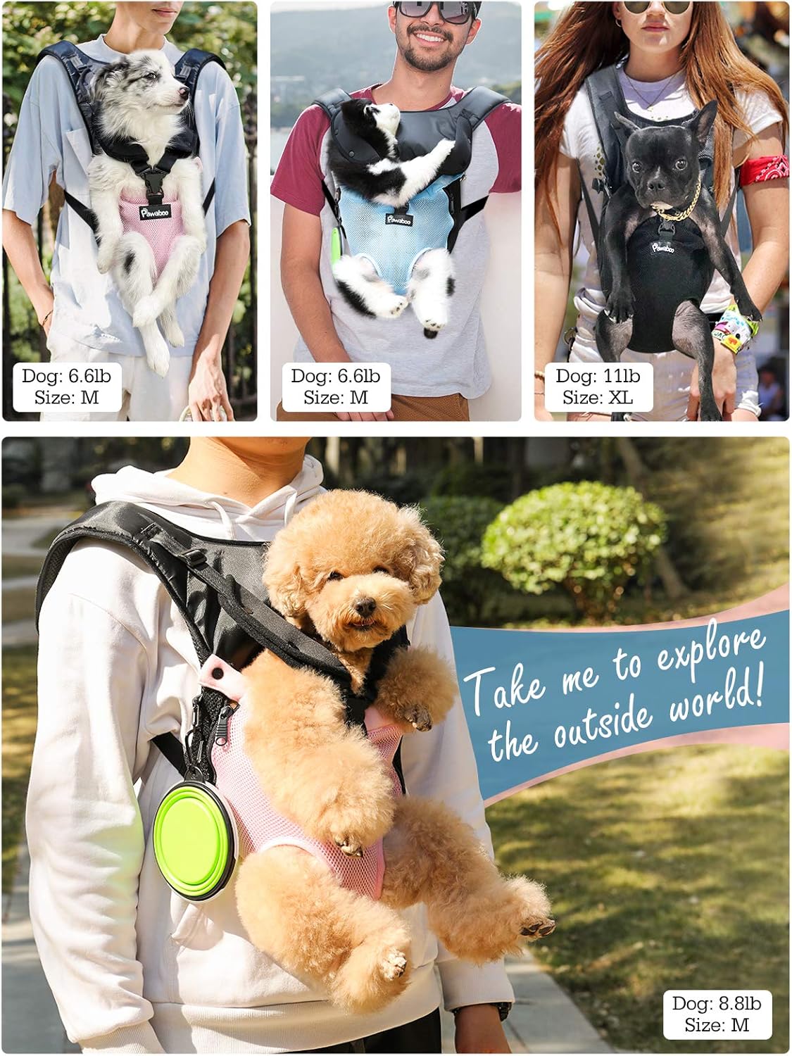 Pawaboo Pet Carrier Backpack, Adjustable Pet Front Backpack Cat Dog