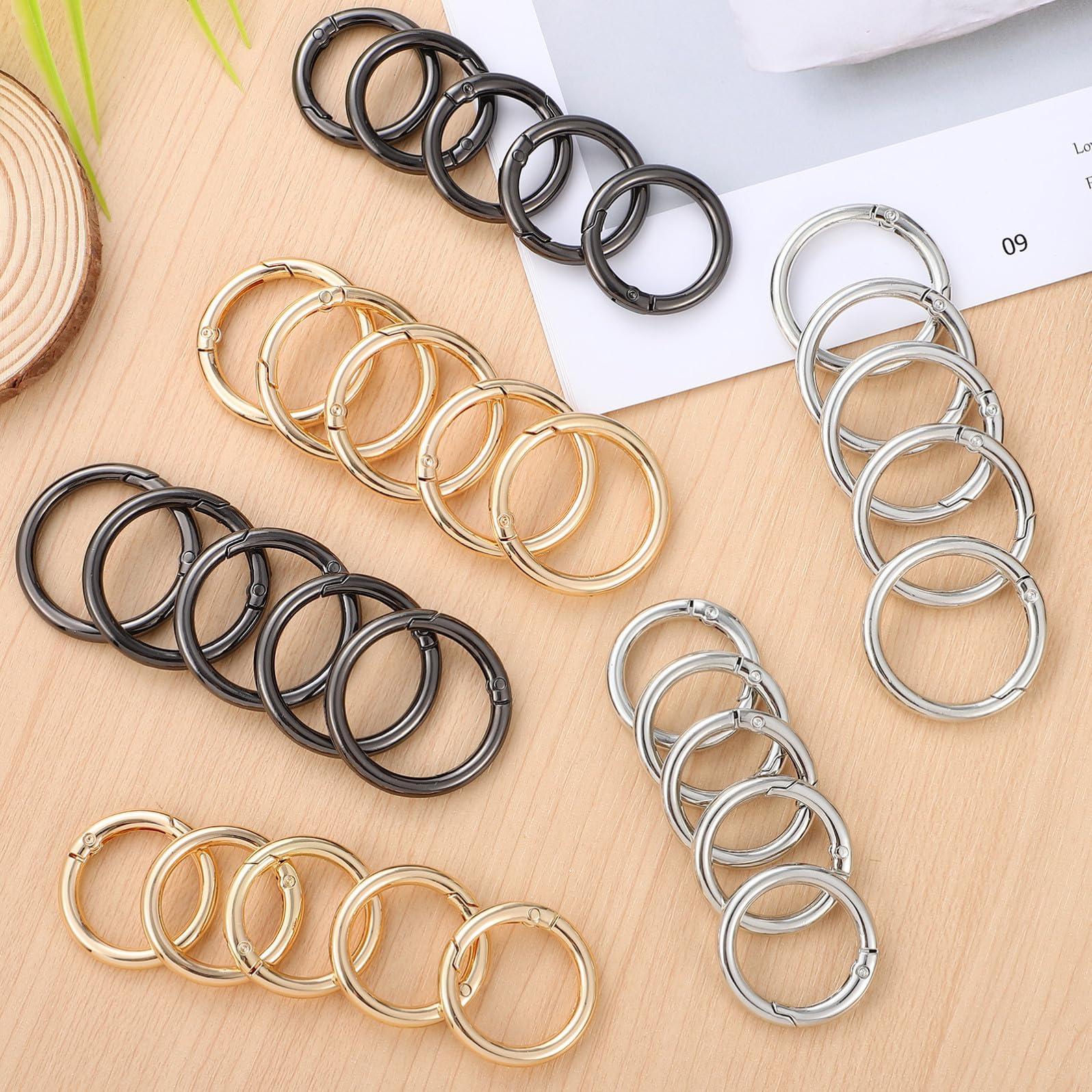 ifundom Moschettoni Rotondi e Chiusura Sicura in Metallo Superficie Lucida 30 e Artigianato per Accessori Borse