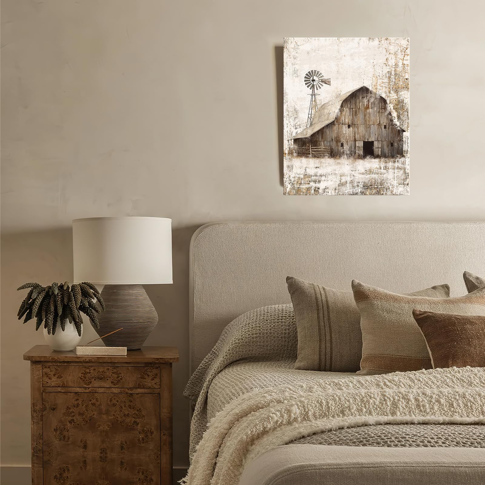 Luslya Leinwandbild 'Rustikale Scheune' – Gerahmt, 40,6x61 Cm, Bauernhaus-Stil, Wanddekoration Für Wohnzimmer & Mehr