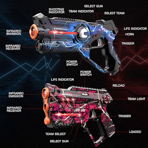 Miniatura 5 de Juego de 4 etiquetas Lazer con pistola y chaleco ideales de regalo para niños a partir de 8 años juguetes geniales para jugar al aire libre para