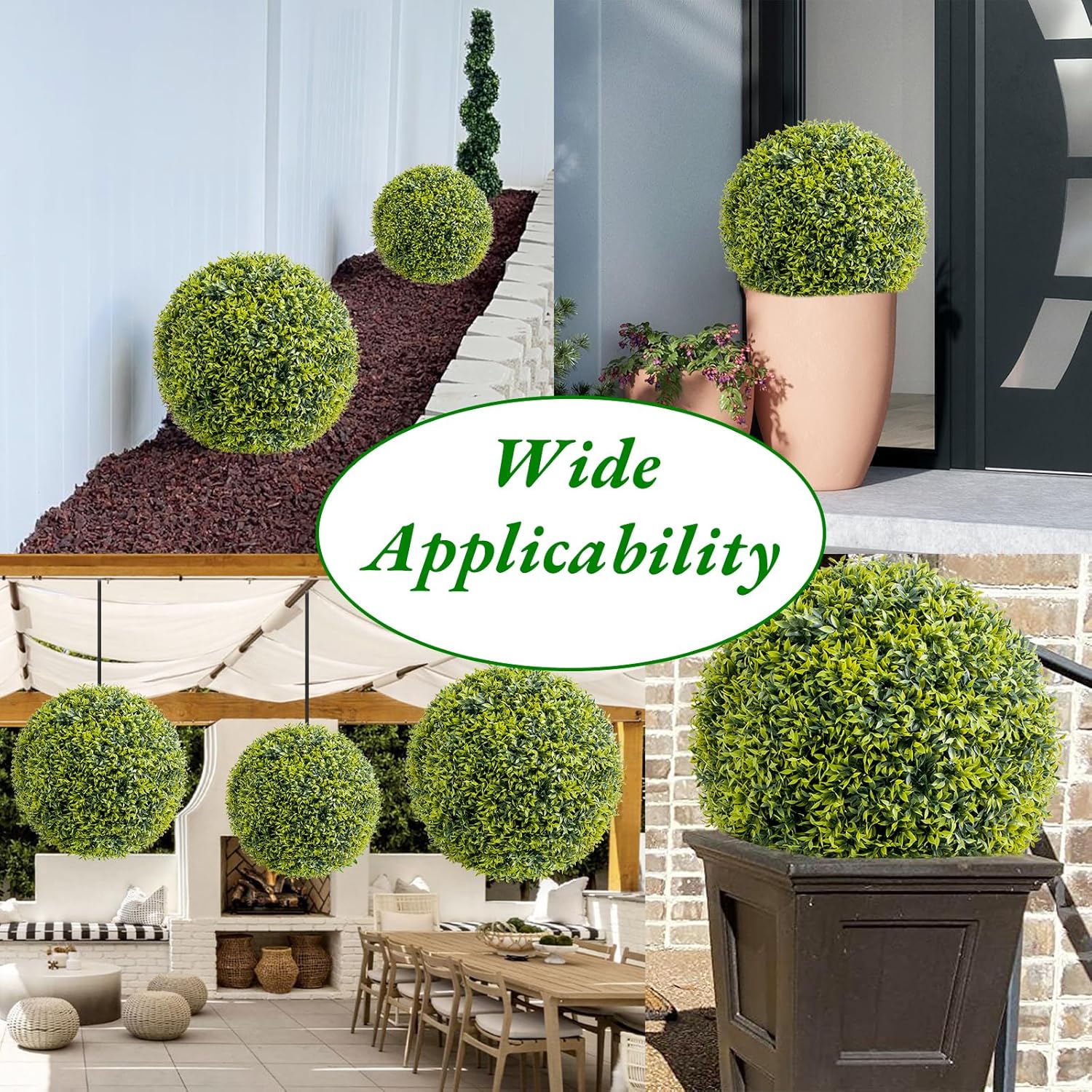 11.8 in Artificial Topiary Balls Set of 4 for Indoor and Outdoor, Hanging Plant Balls for Backyard Balcony Garden Home Decor