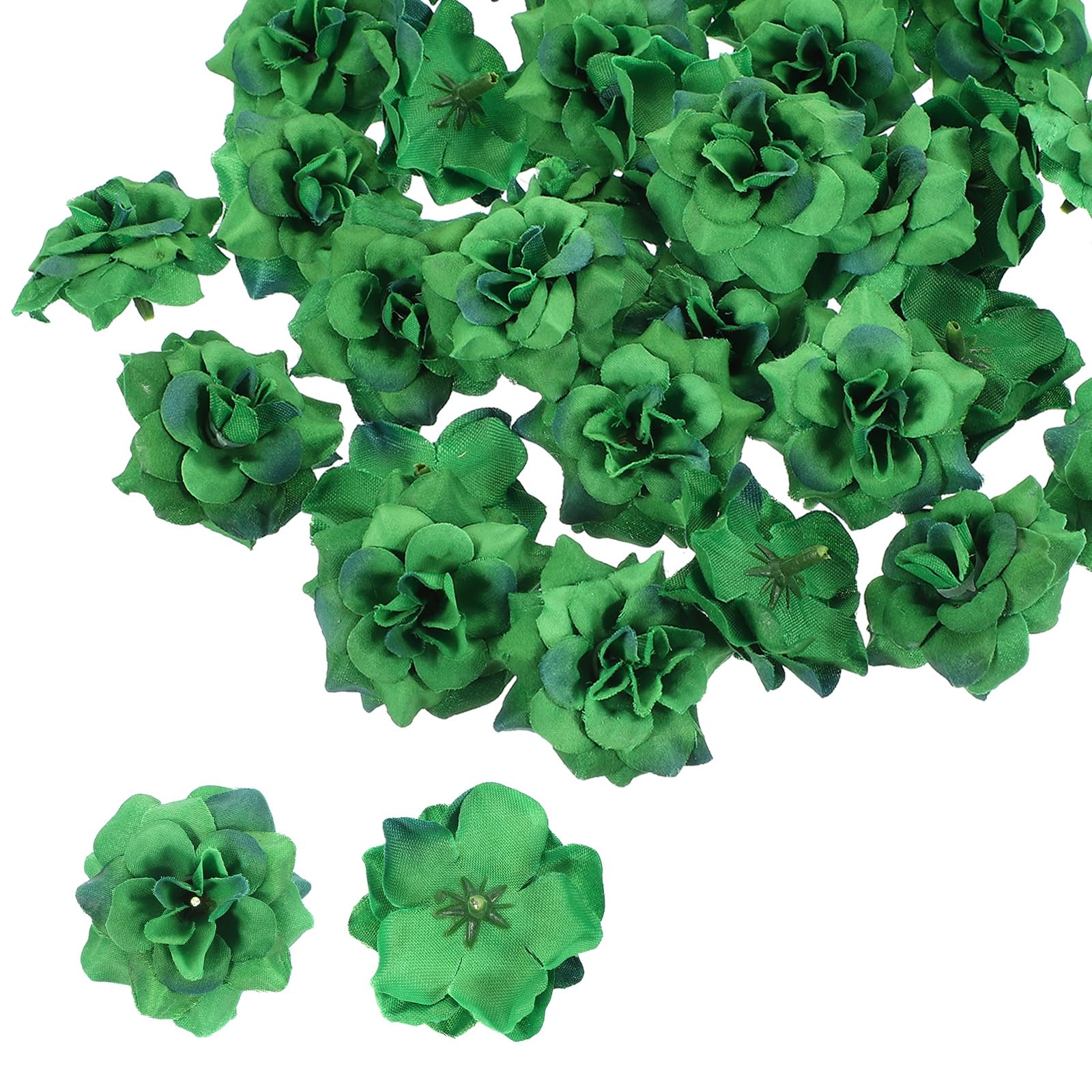 Rose artificielle tissu vert foncé 4.5cm pour diy et déco lot de 100