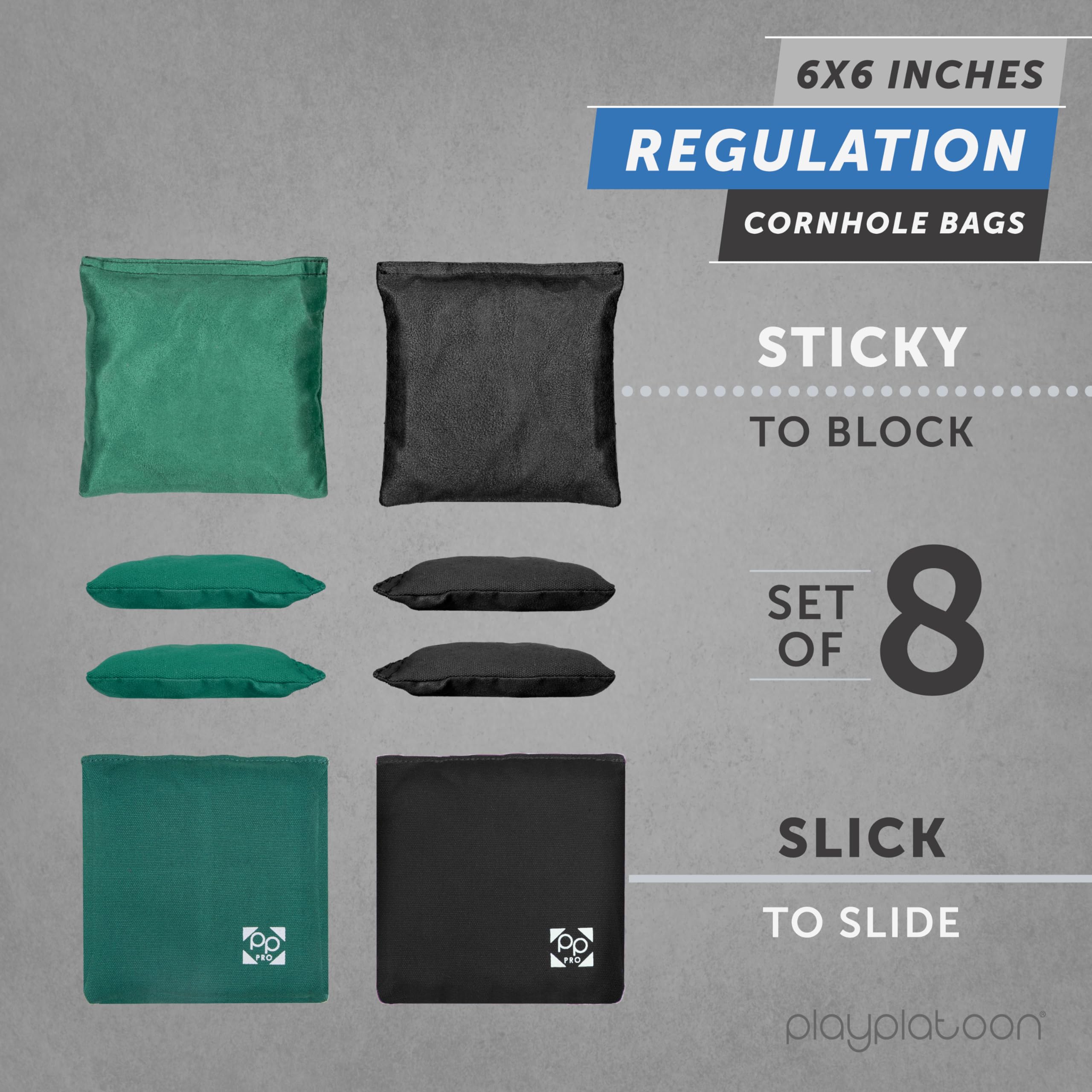 Professionelle Cornhole Bags - Set mit 8 wetterfesten doppelseitigen Sitzsäcken - klebrige Seite/Leckseite Sitzsäcke für Pro Maislochspiel