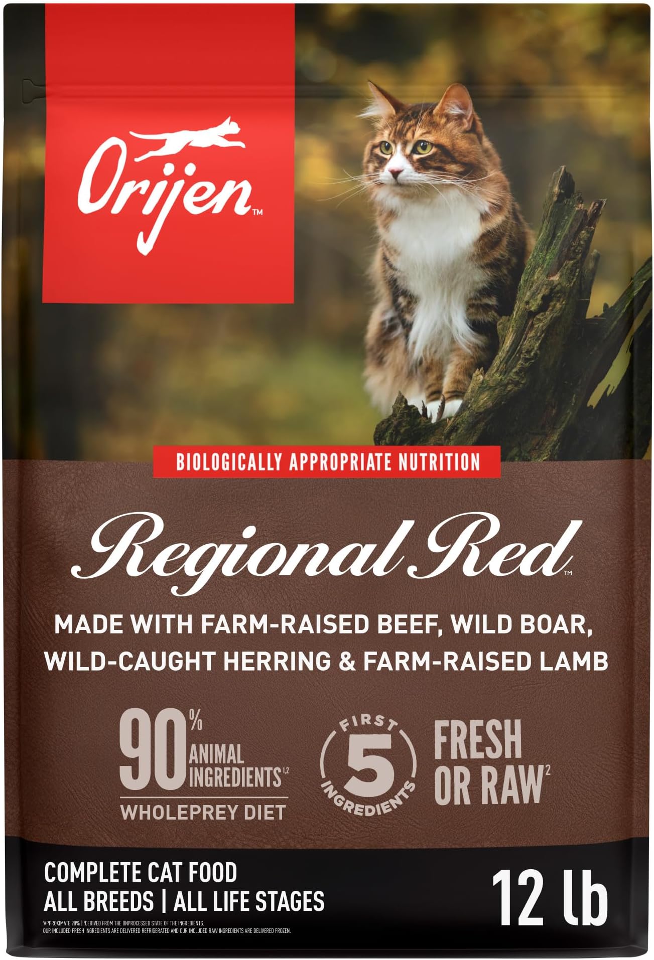 Grain Free High Protein Premium Dry Cat Food Regional Red Recipe 12lb Bag