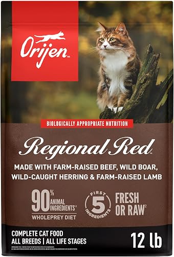 ORIJEN Grain Free High Protein Premium Dry Cat Food Regional Red Recipe 12lb Bag