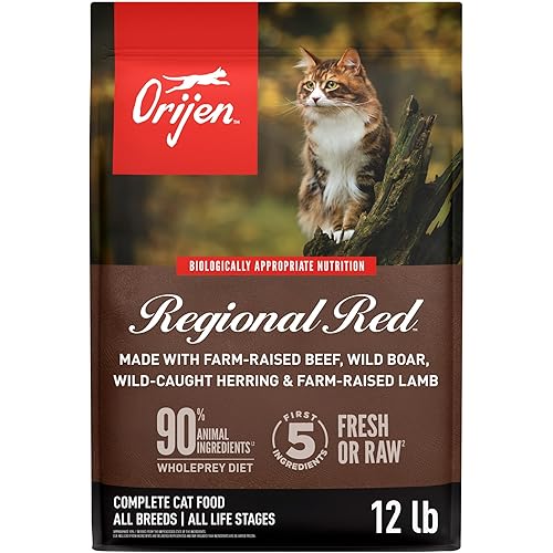 ORIJEN Grain Free High Protein Premium Dry Cat Food Regional Red Recipe 12lb Bag