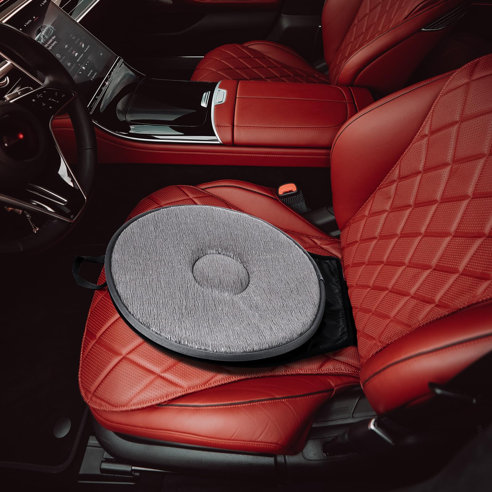 SHINEOFI Coussin de siège de voiture pivotant à 360 degrés portable ultra fin pour soulager le dos, adapté aux personnes âgées et aux espaces restreints