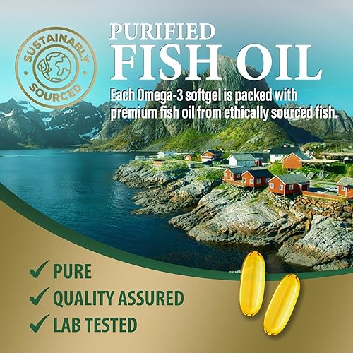 Miniatura 8 de Pastillas de aceite de pescado Omega 3 de 2400 mg  Suplementos de aceite de pescado Omega 3 de triple fuerza  Los mejores ácidos grasos EPA y DHA