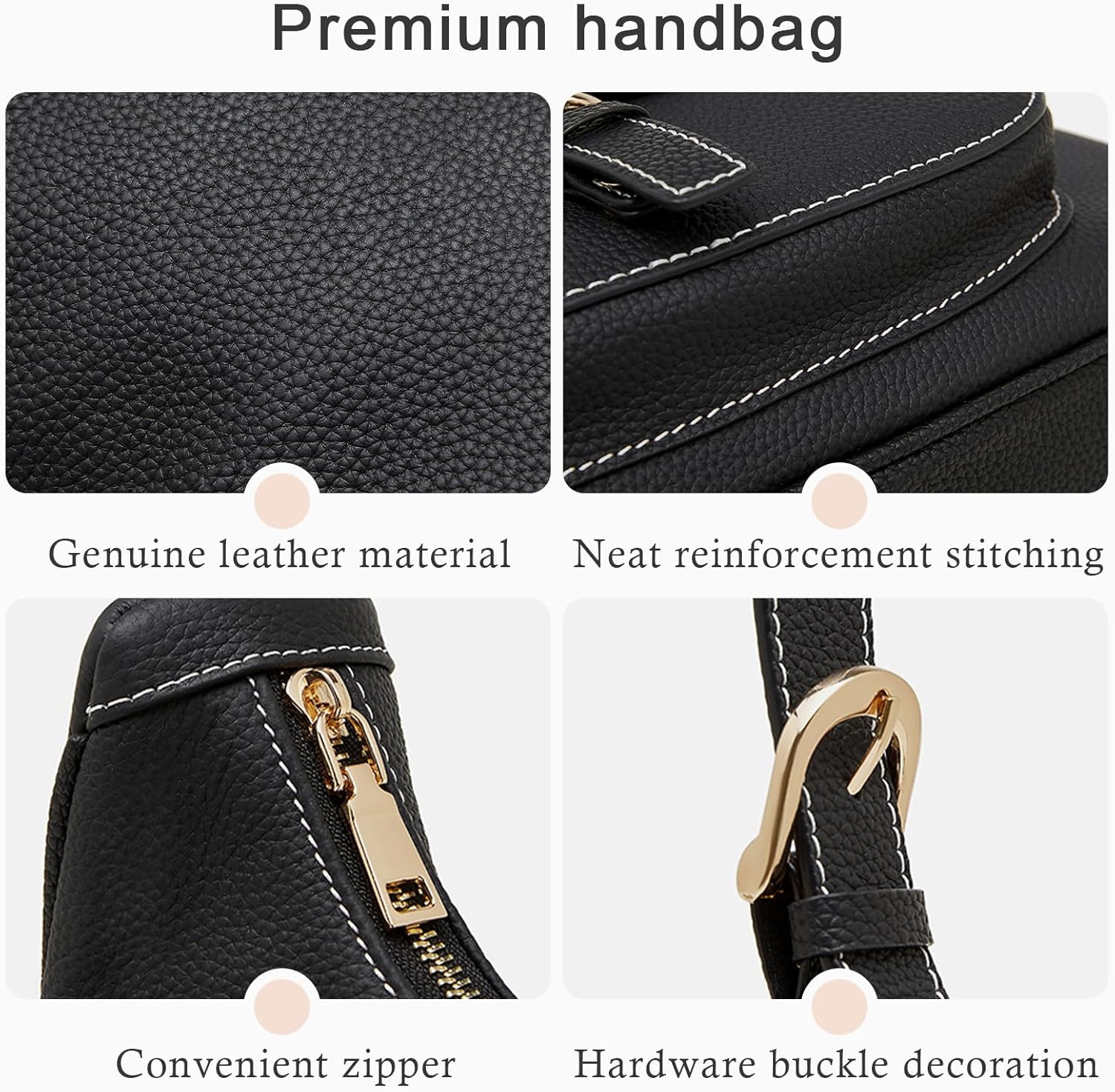 Genuine Leather Crossbody Bags for Women, Minimalist Messenger Bags, Purse with Adjustable Strap - Image 5