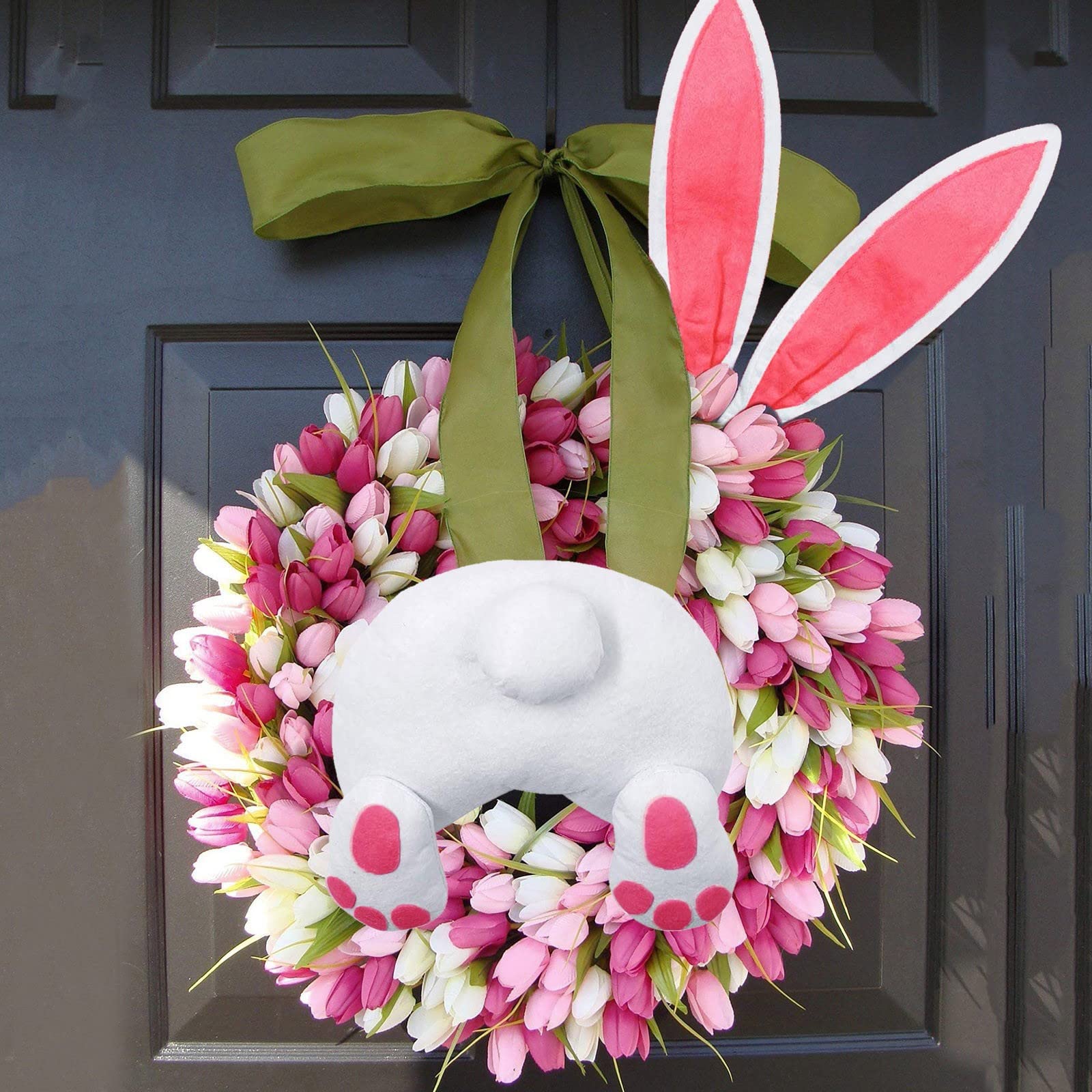 Couronne De Pâques à Suspendre, Décorations De Porte De Pâques Avec Lapin Et Oreilles, Couronne De Pâques, Printemps, En Plein Air, Panneau De Bienvenue, Accessoire De Bricolage Pour Portes D'entrée