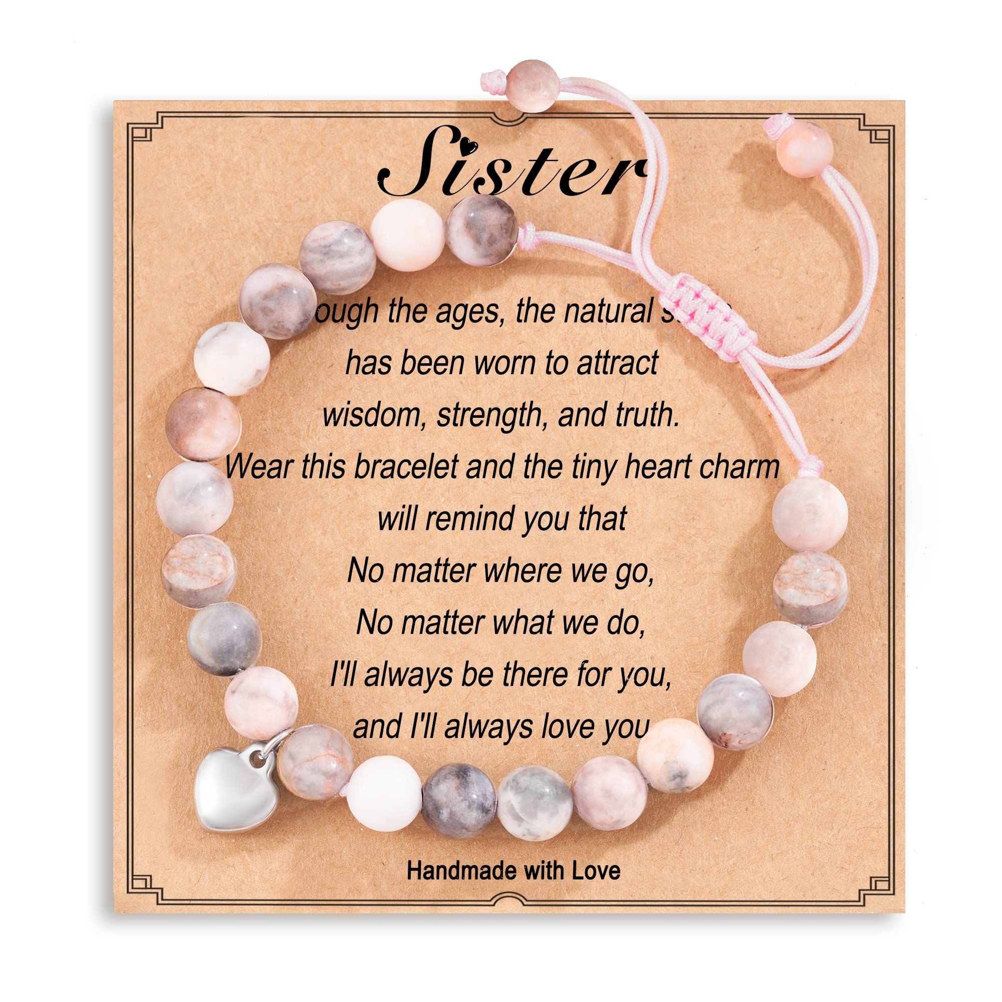 HGDEER Natural Stone Bracelet to Girls Women | Chram Gifts for Sister Friend Daughter Granddaughter Niece | Birthday Mother's Day Christmas Valentines Graduation Gifts for Her Girl, Metal, no gemstone