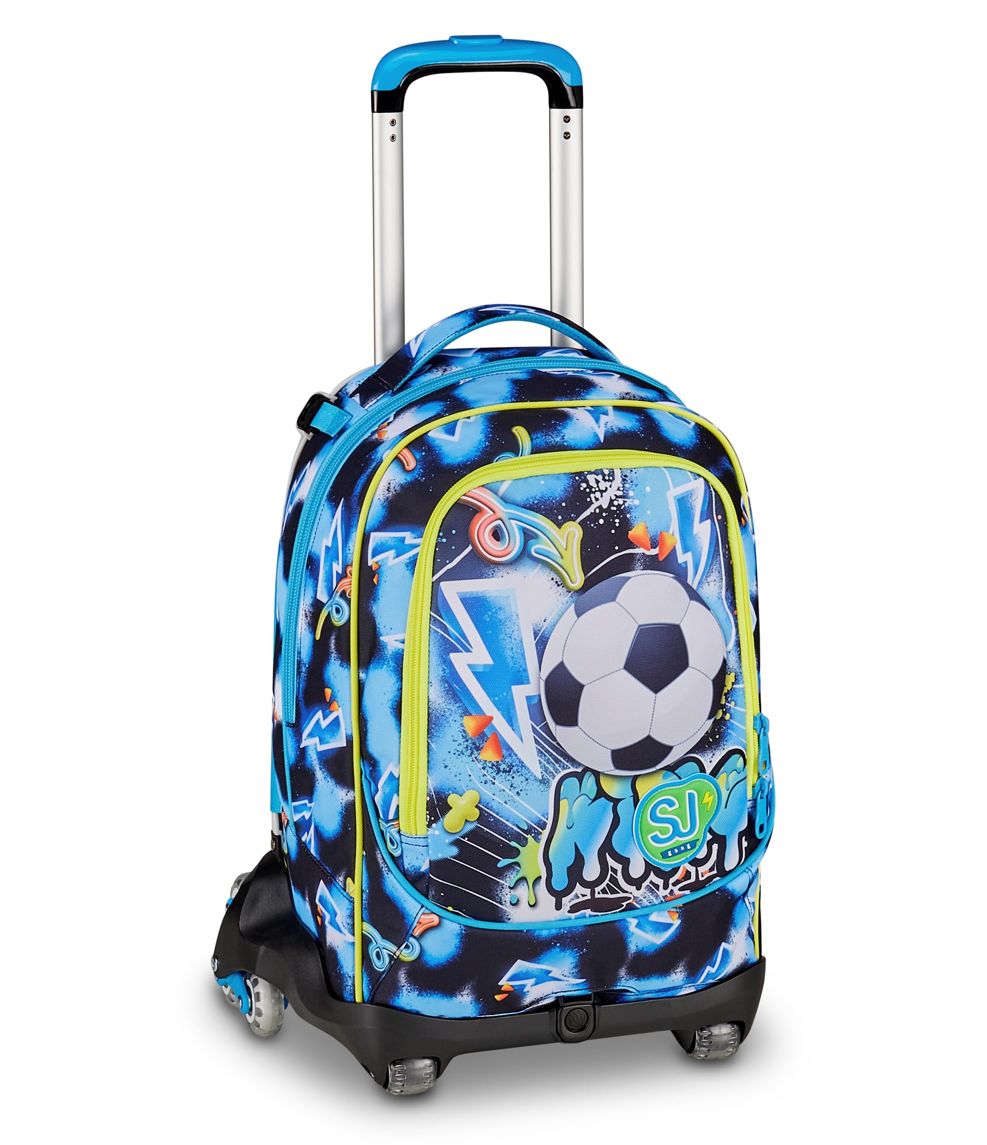 SJ GANG STYLE JAM GANG Trolley Jack 8 ruote GLOWGAME, Blu, 34L, Scomponibile, Cross-over System, 3 in 1, Spallacci a scomparsa, Tasca portaborraccia, Barra regolabile, Scuola elementare, Bambino