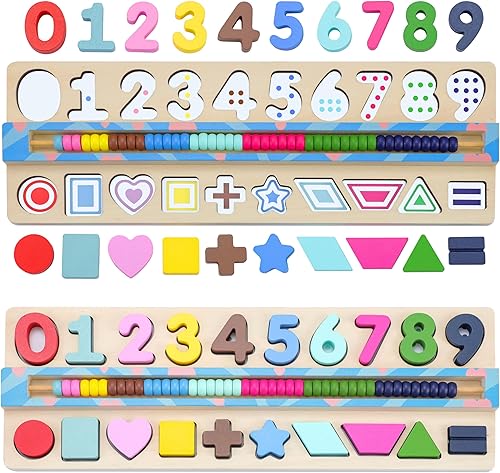 BEKILOLE Juguetes de aprendizaje para niños pequeños de 1 año, juguetes Montessori para niños pequeños, rompecabezas de números, clasificador,
