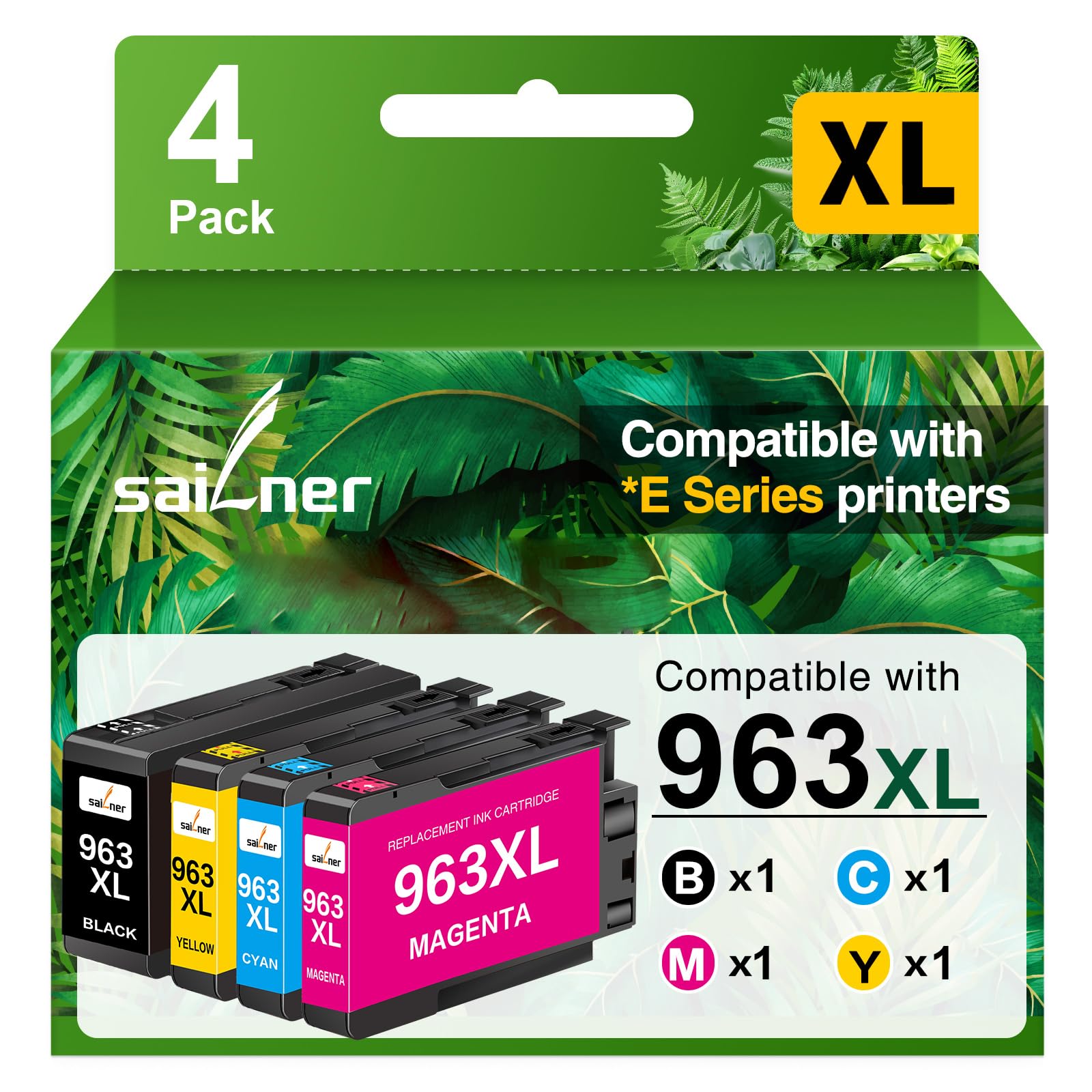 SAILNER 963XL kartridże do drukarki, kompatybilne z HP 963XL Multipack kartridże do HP OfficeJet Pro 9010 9010e 9012e 9022e 9014e 9015e 9016e 9018 9019 9020 9020e 9025e (zestaw 4 szt.)