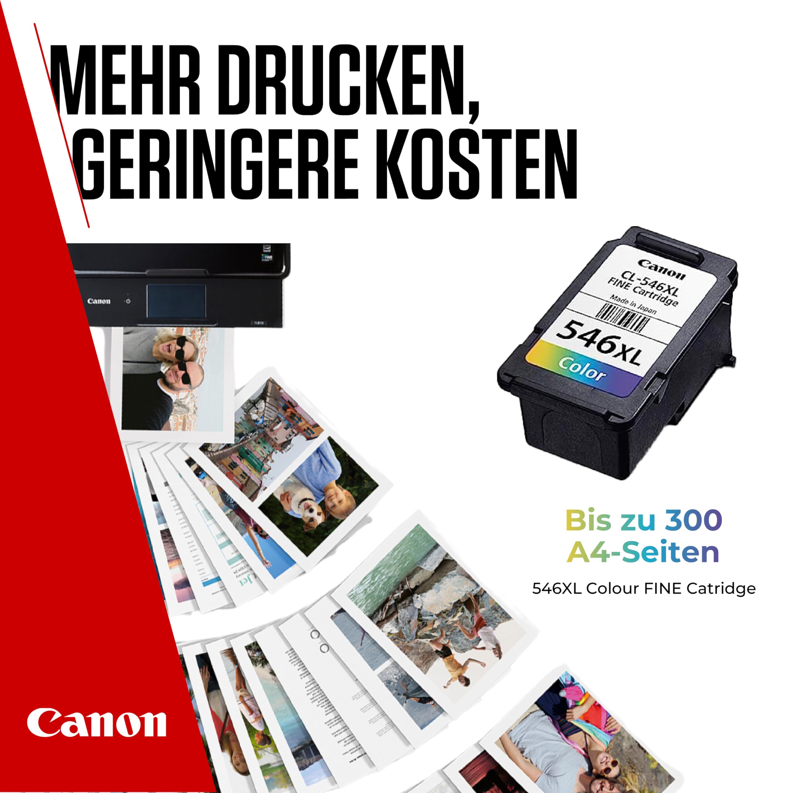 Canon Tinte - CL-546XL Original Drucker Farbtintenpatrone C/M/Y mit hoher Reichweite - Druckt bis zu 300 A4-Seiten (1 x druckerpatrone)