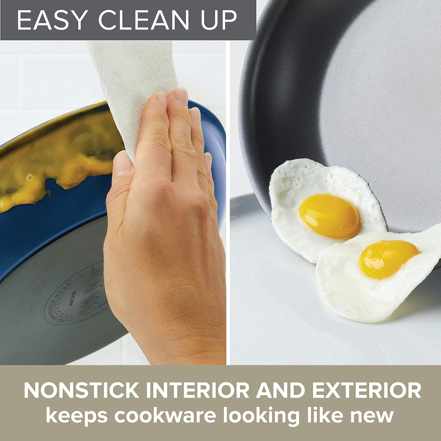 Anolon Advanced Home Hard Anodized Nonstick Double Burner/Flat Grill/Griddle Rack, 10 Inch x 18 Inch, Indigo Blue: Home & Kitchen