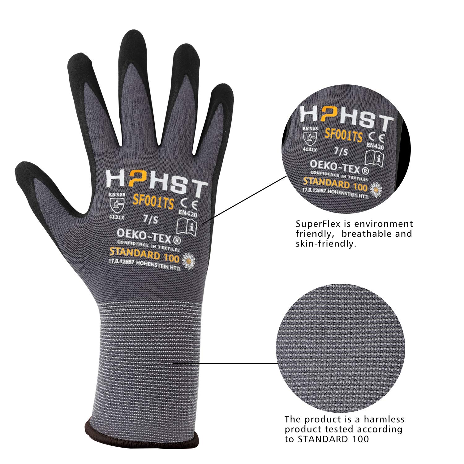 Arbeitshandschuhe - HPHST SF001TS Handschuhe 12 Paar Montagehandschuhe für Damen und Herren Gloves Ergonomisches Design Smart Touch Gartenhandschuhe Größe 9/L