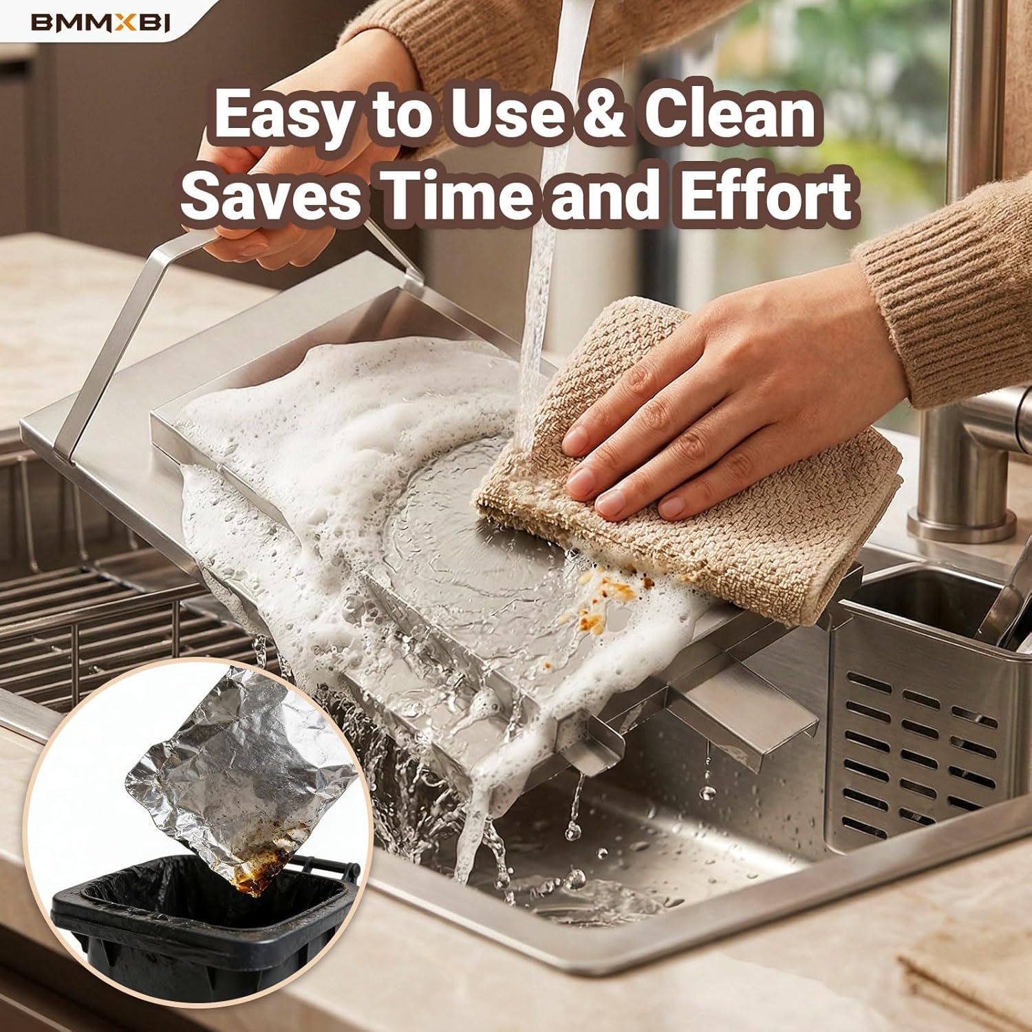 BAC475 Drip Pan Tray Kit for Traeger TFT18KLD, Heat Baffle and 10-Pack Grease Drip Tray Liners for Traeger Scout & Ranger Pellet Grills, Drip Pan Replacement Parts for BAC458 Traeger Drip Tray Liners