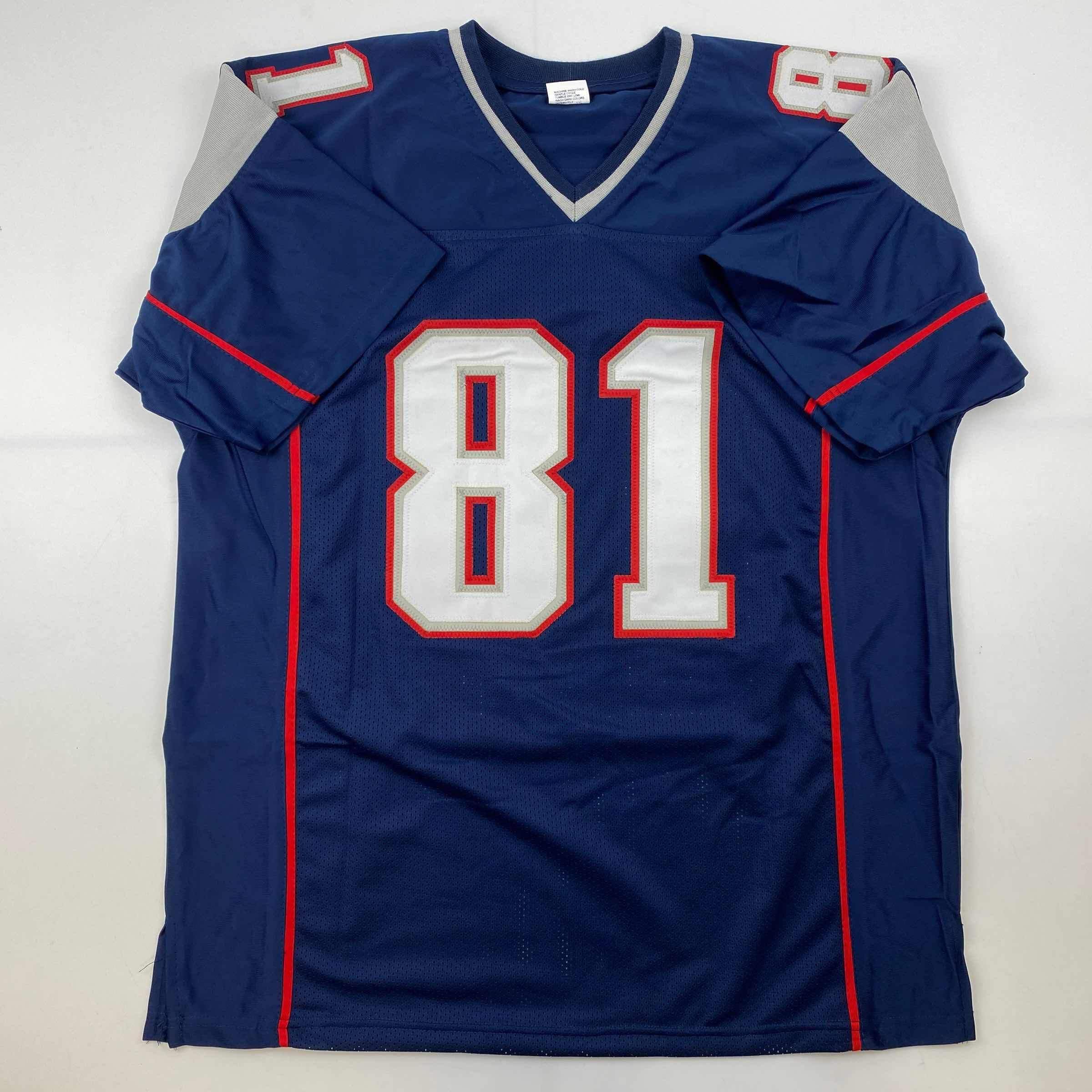Facsimile Autographed Randy Moss New England Blue Reprint Laser