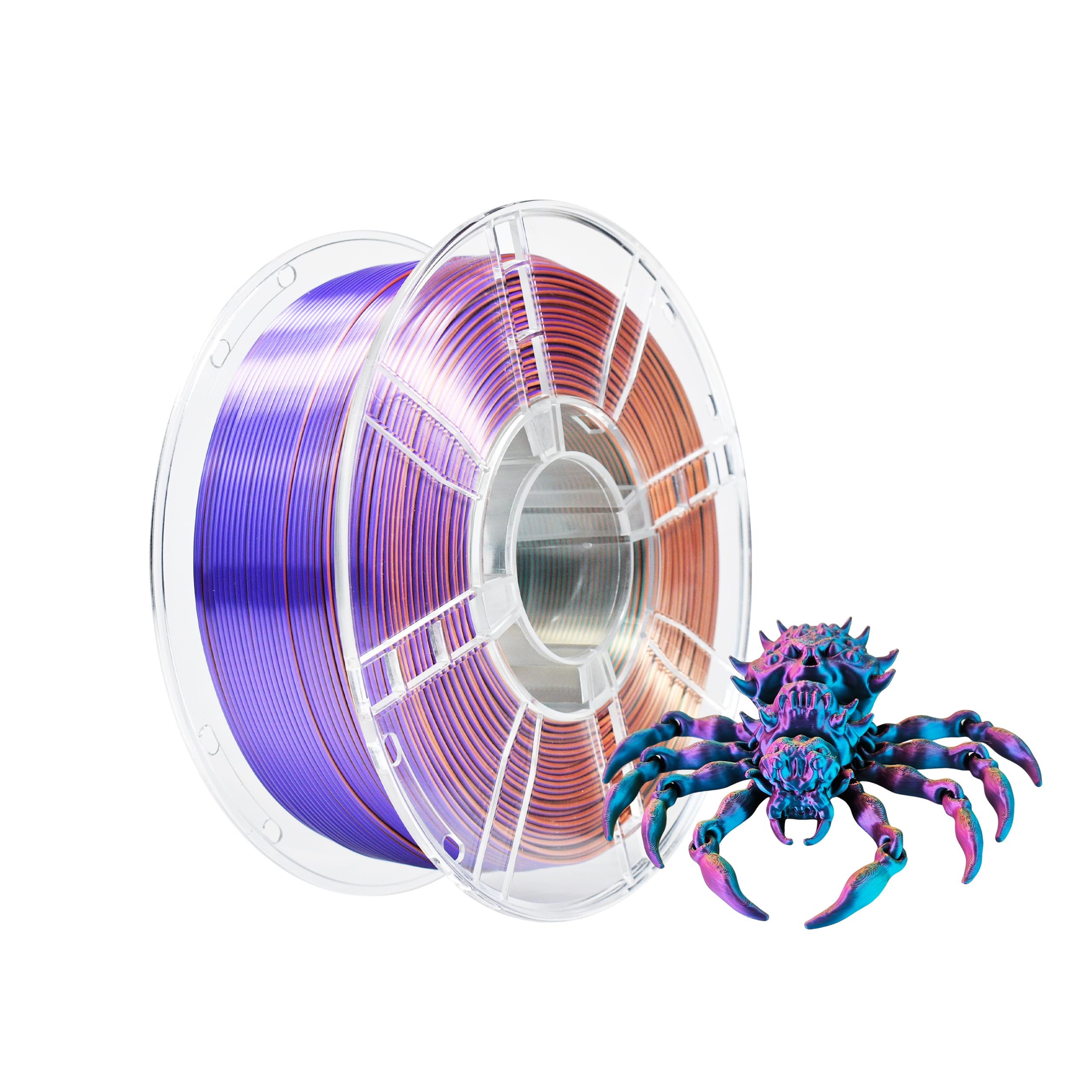 iBOSS Silk Tri Color Green Purple Copper PLA+ Filament, Shiny Silk 3D PLA Plus Filament, Neatly Wound 1kg 3D Printer Filament 1.75mm +/ -0.02mm, Fit for Most 3D FDM Printers